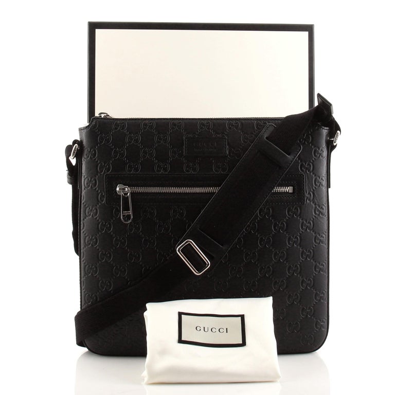 NEW Gucci “Vintage” Logo GG Print Grained Leather Messenger Crossbody Zip  Bag