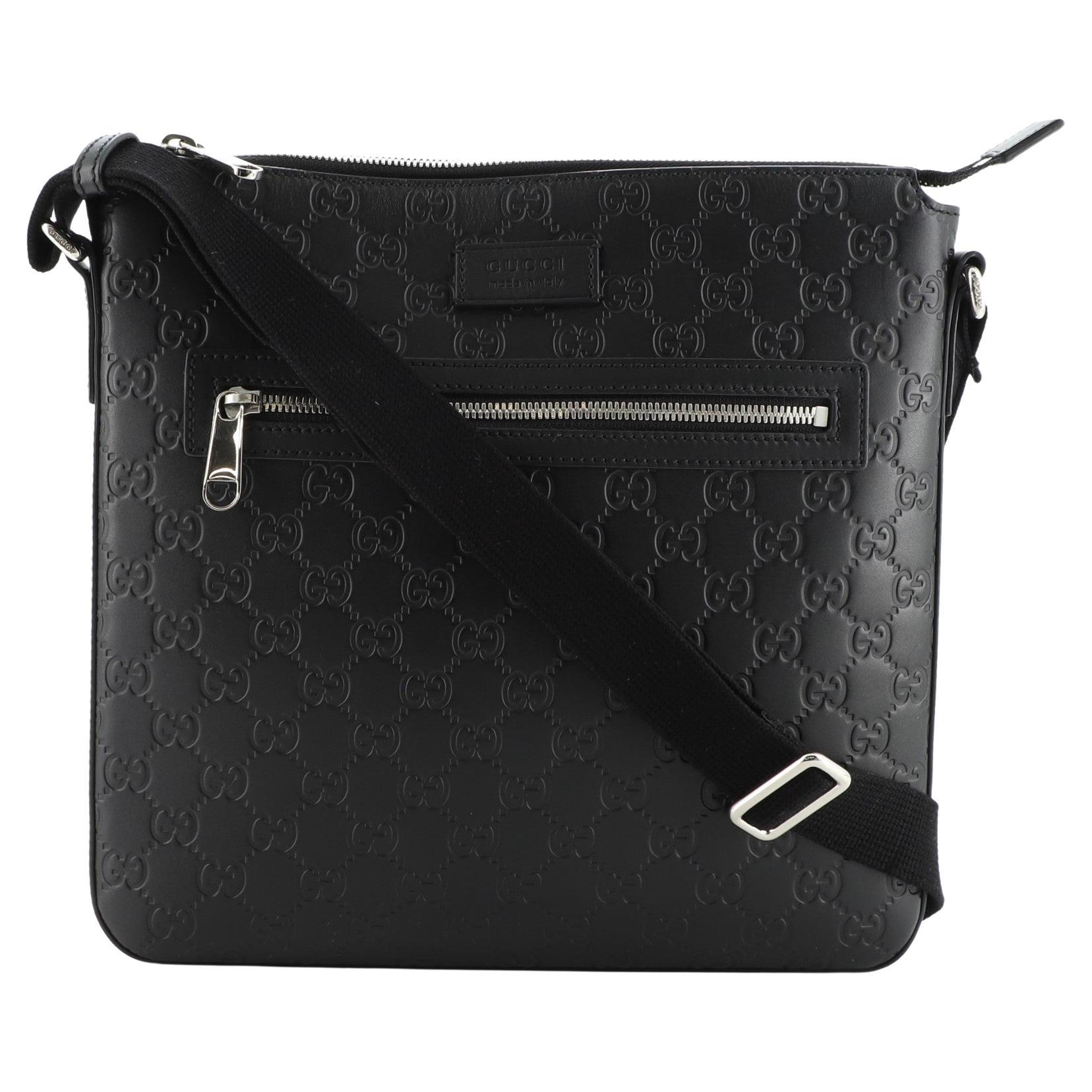 Gucci Signature Zip Messenger Bag Guccissima Leather Medium