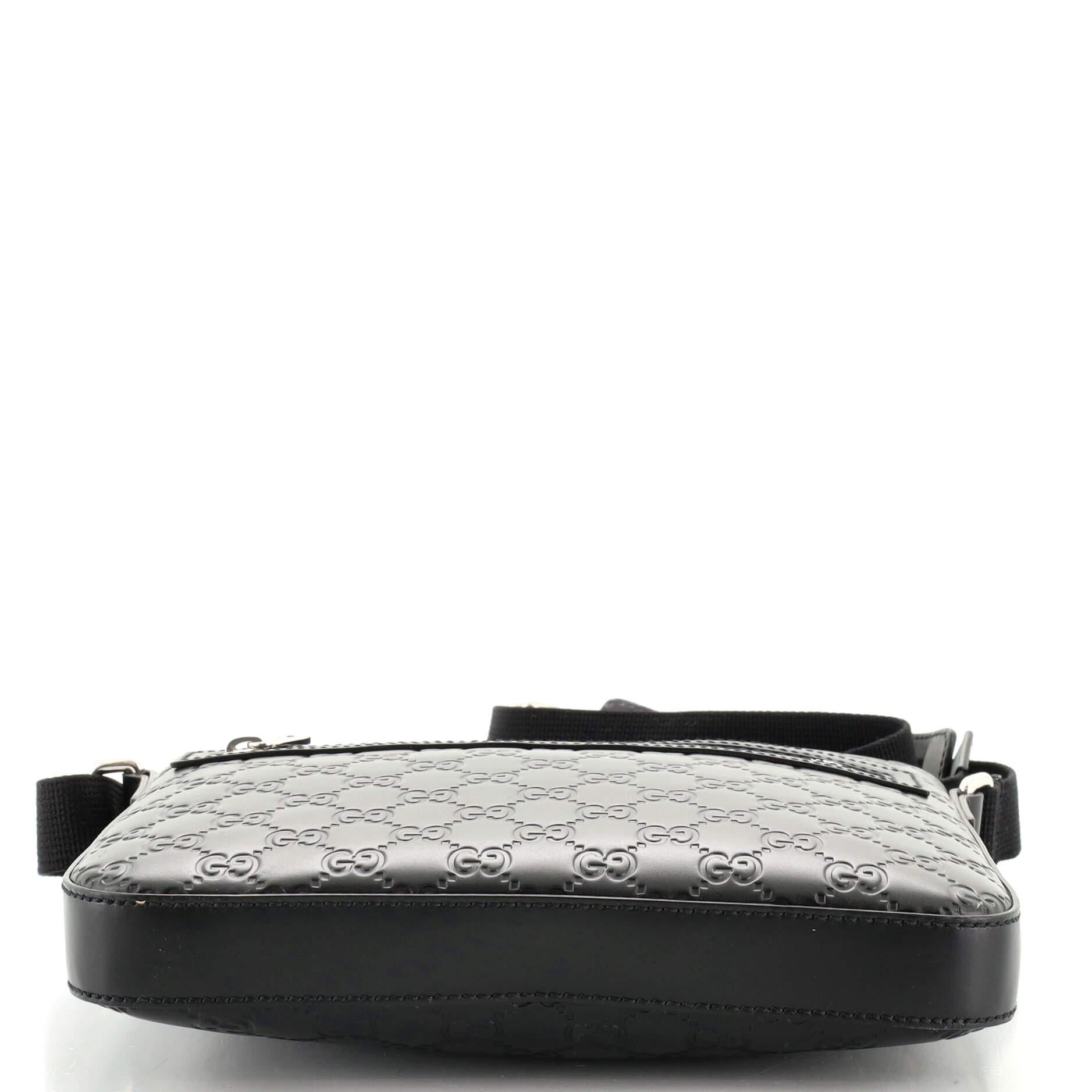 Black Gucci Signature Zip Messenger Bag Guccissima Leather Small