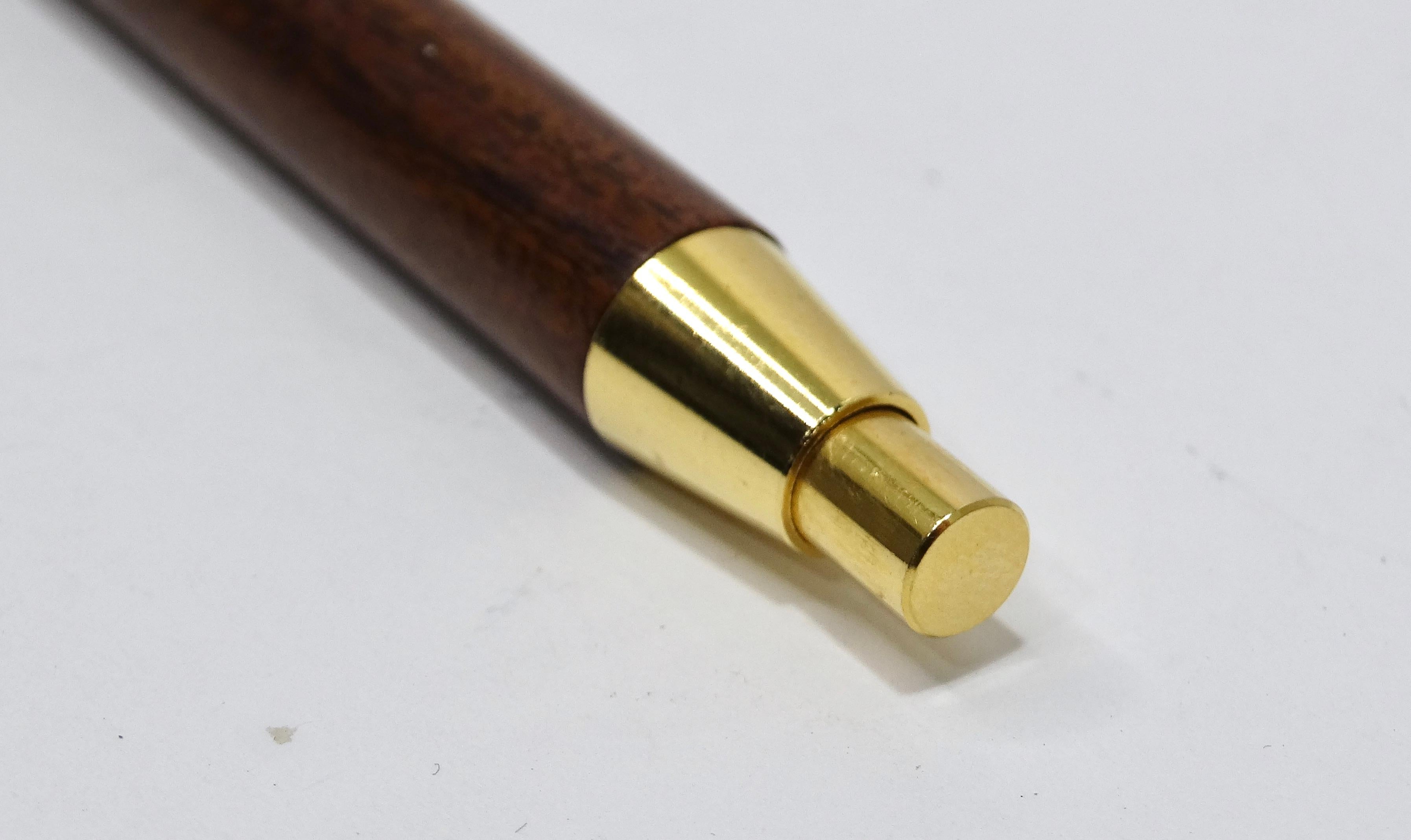 Brown Gucci Signed Mahogany & Gold Pen For Sale