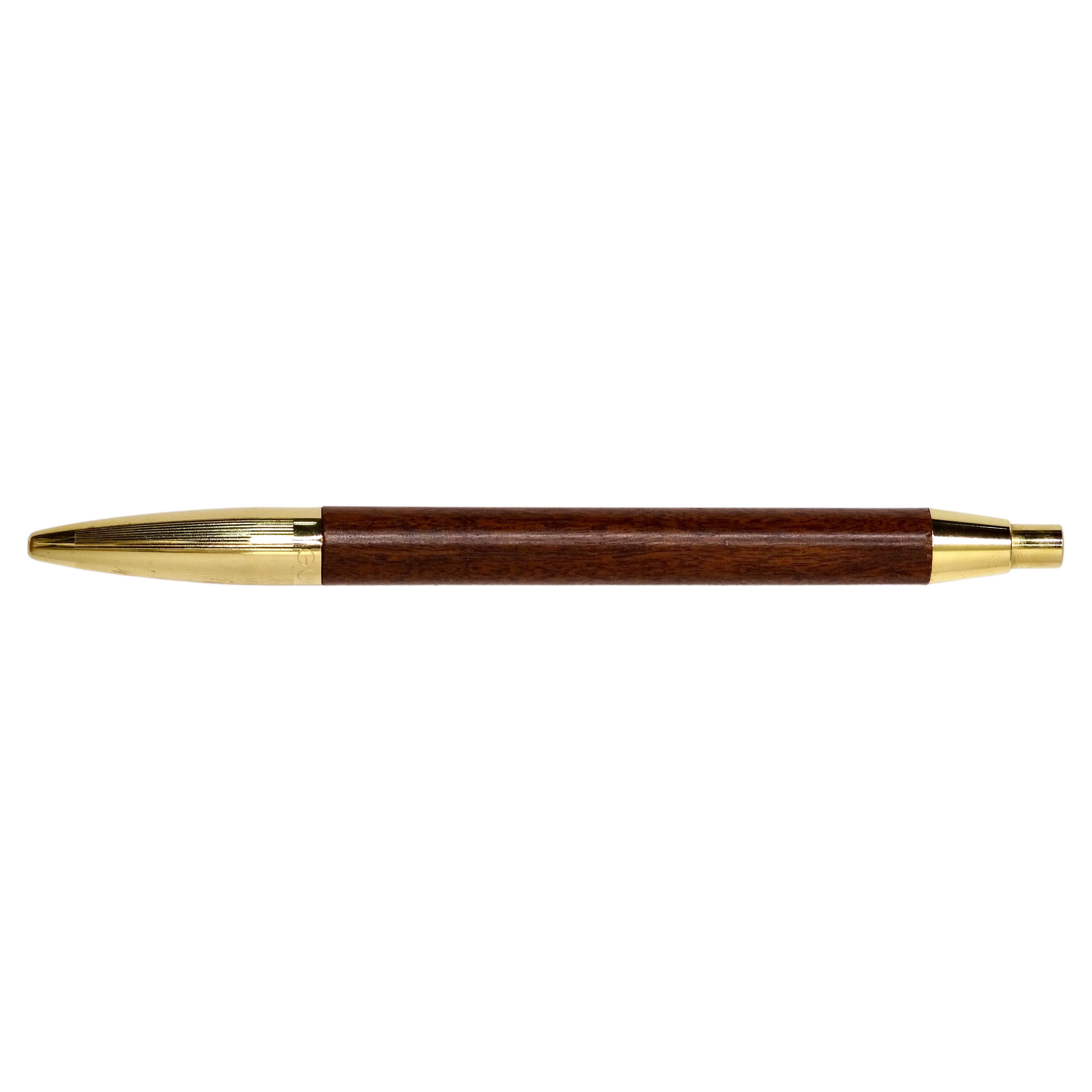 Gucci Signed Mahogany & Gold Pen