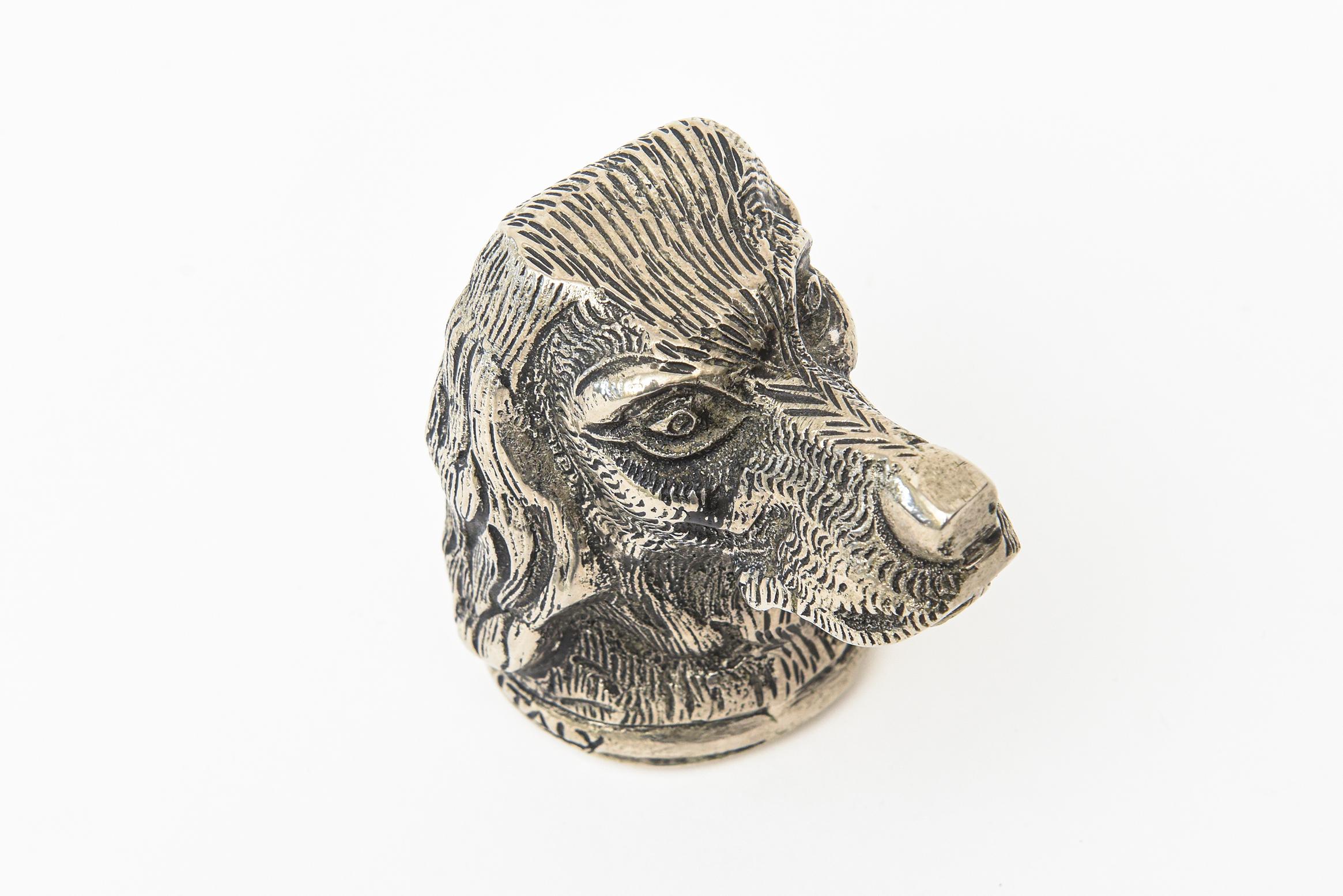 Late 20th Century Gucci Signed Silver-Plate Dog Head Bottle Opener Vintage Italian Barware