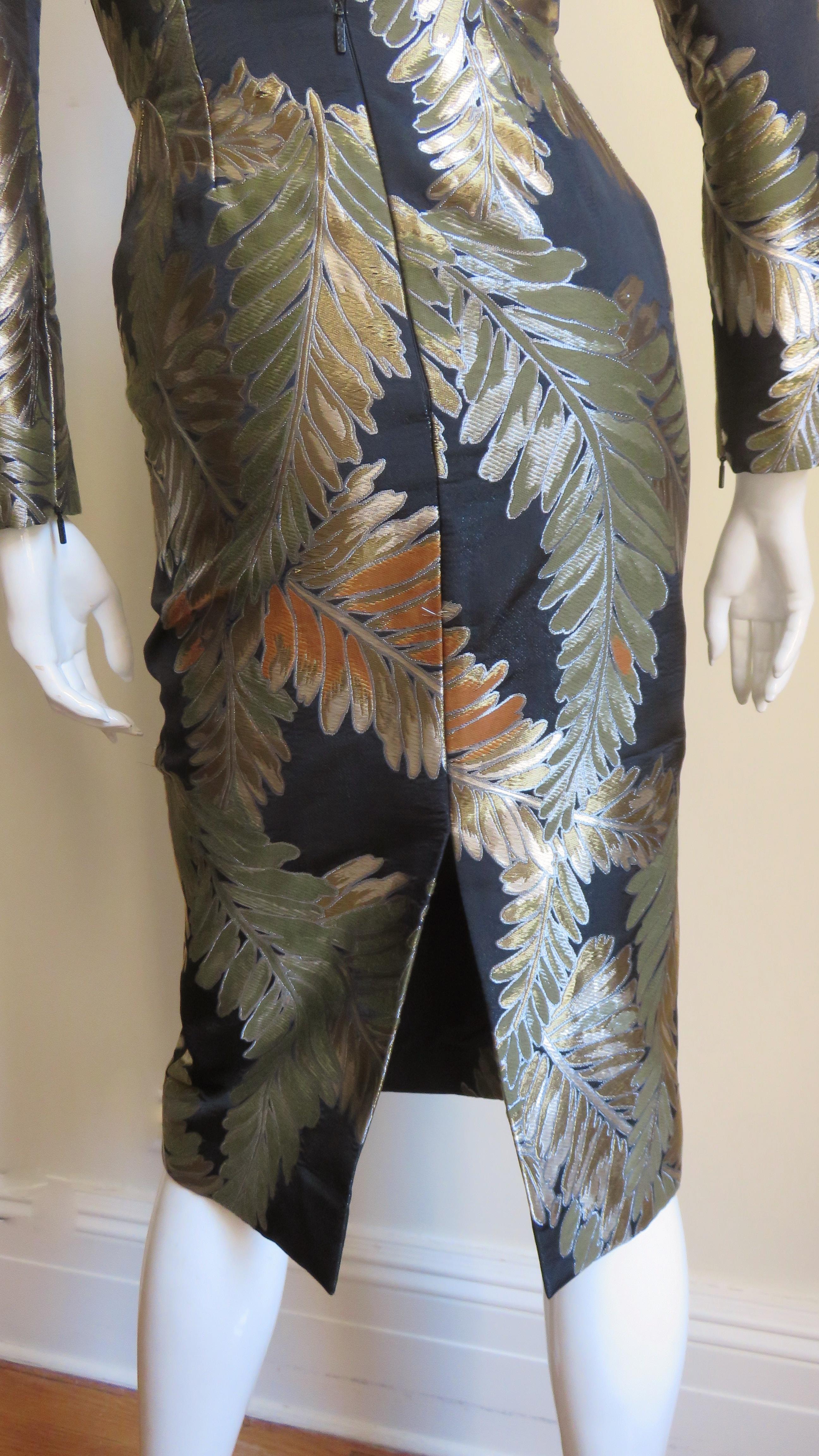 Gucci Silk Brocade Open Back Dress For Sale 2