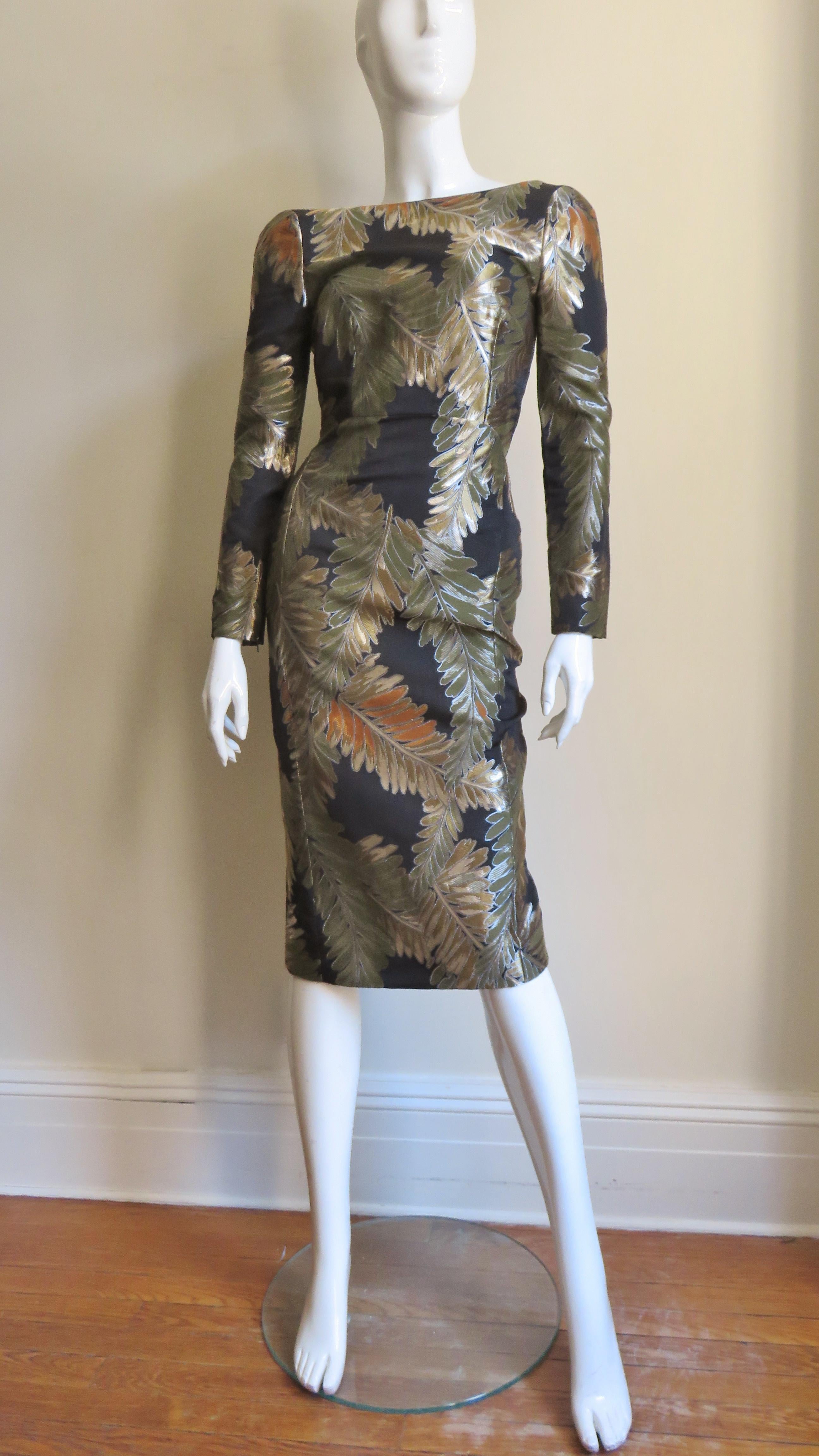 Gucci Silk Brocade Open Back Dress In Excellent Condition For Sale In Water Mill, NY