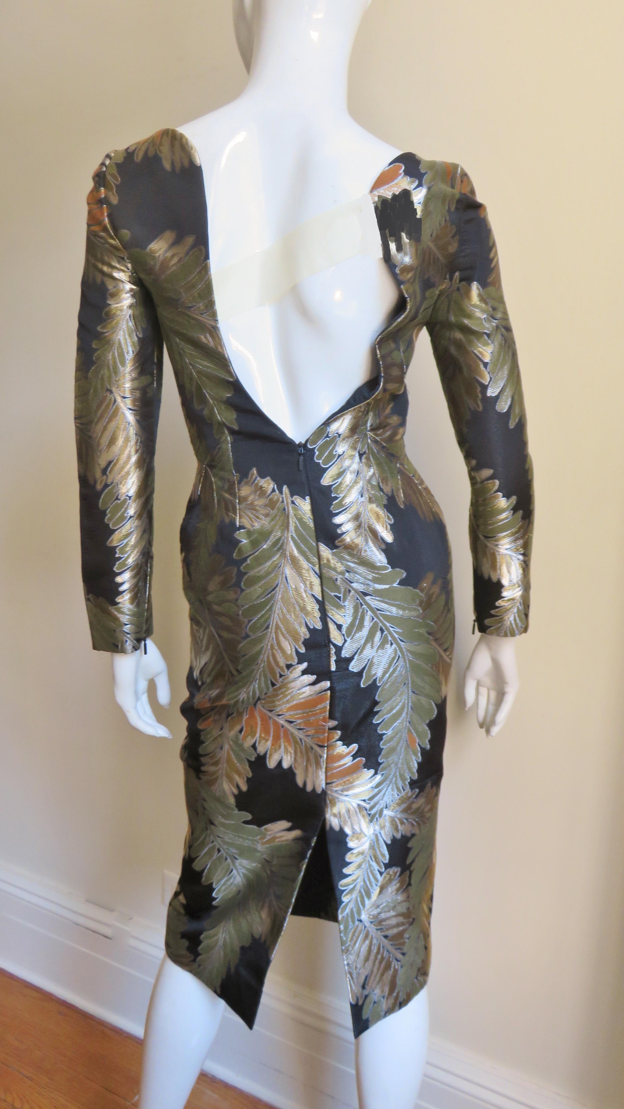 Women's Gucci Silk Brocade Open Back Dress For Sale