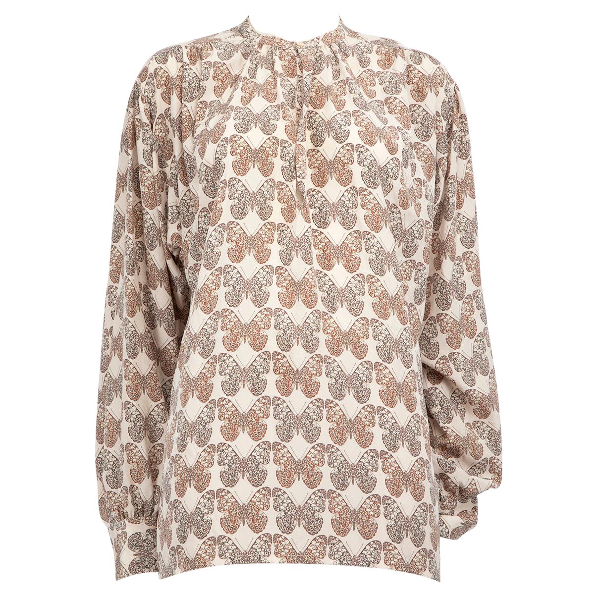 Gucci Silk Butterfly Pattern Blouse Size M