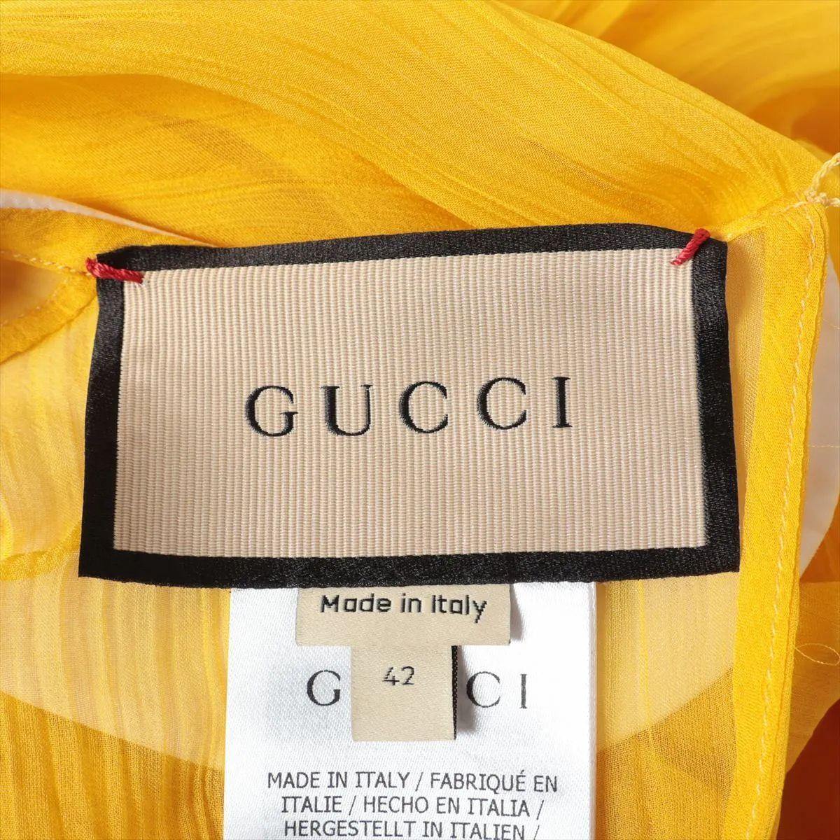 Gucci - Robe en mousseline de soie - Jaune en vente 3
