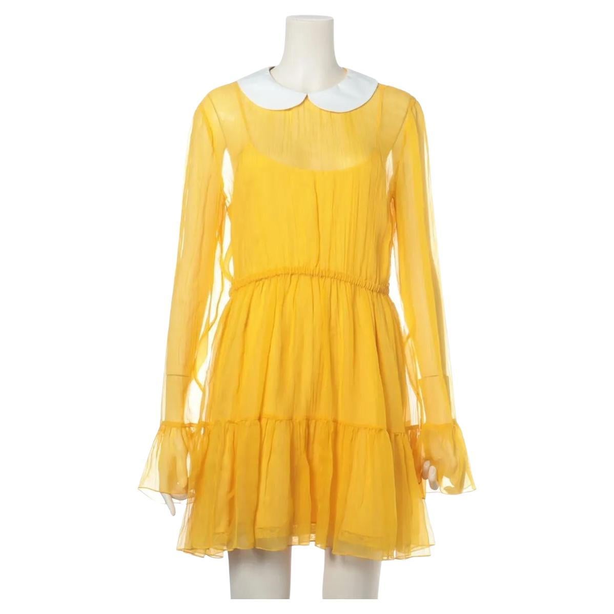 Gucci - Robe en mousseline de soie - Jaune en vente
