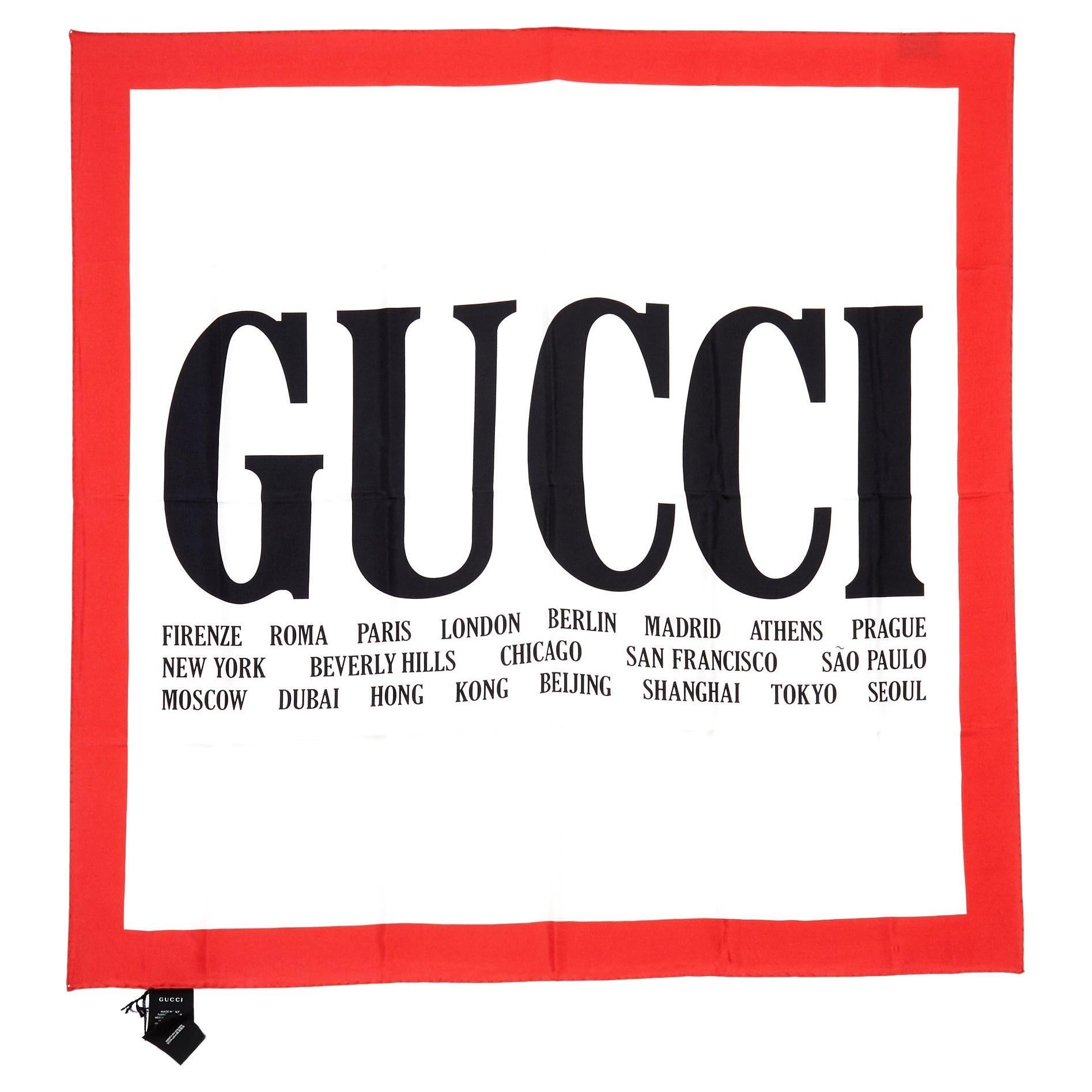 Gucci Seidenschal Cities 90 Cities Neu mit Etiketten im Angebot