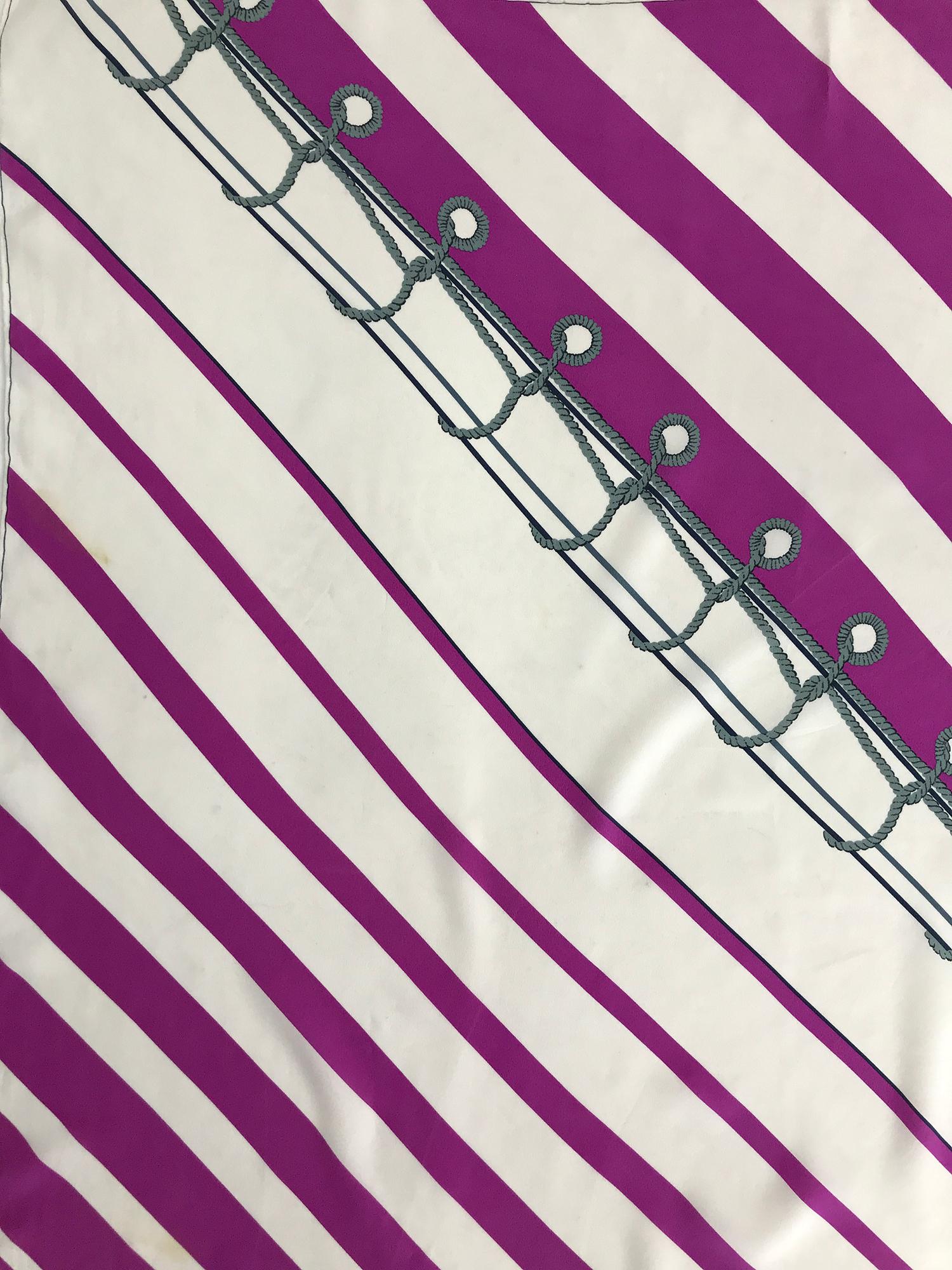 Gris Gucci - Écharpe en crêpe de soie avec imprimé nautique diagonal 34 x 34