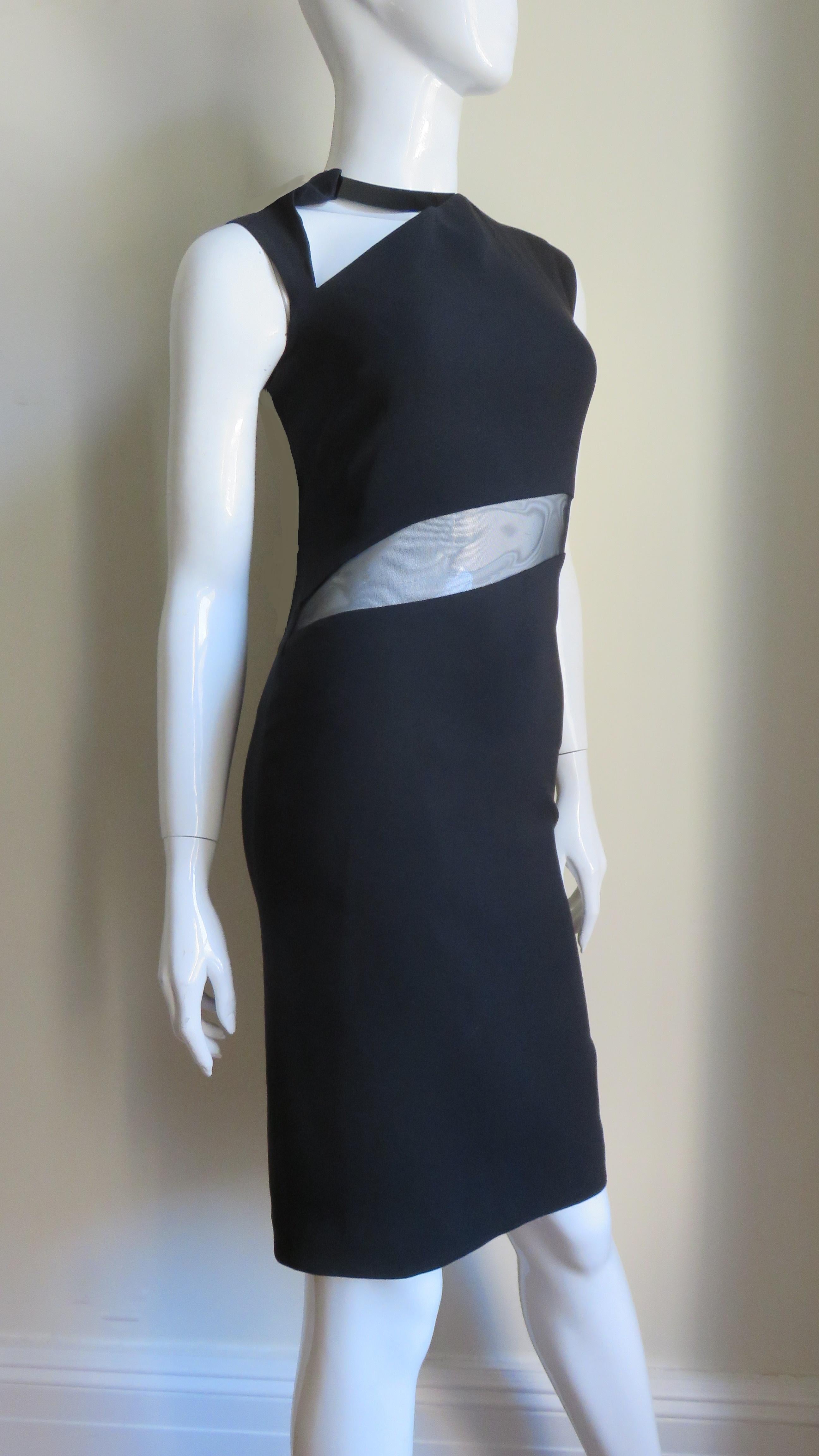 Gucci Silk Dress with Cut outs and Metal Collar For Sale 4