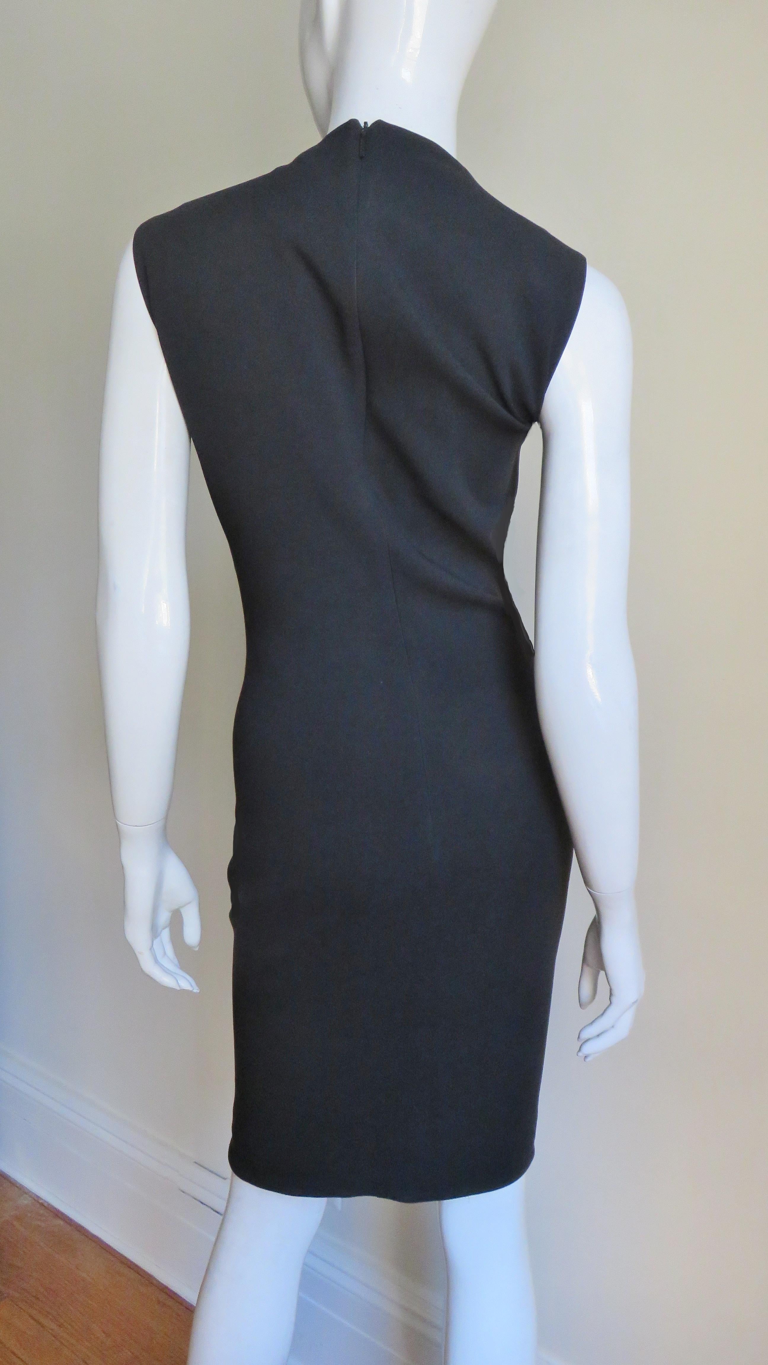 Gucci Silk Dress with Cut outs and Metal Collar For Sale 5