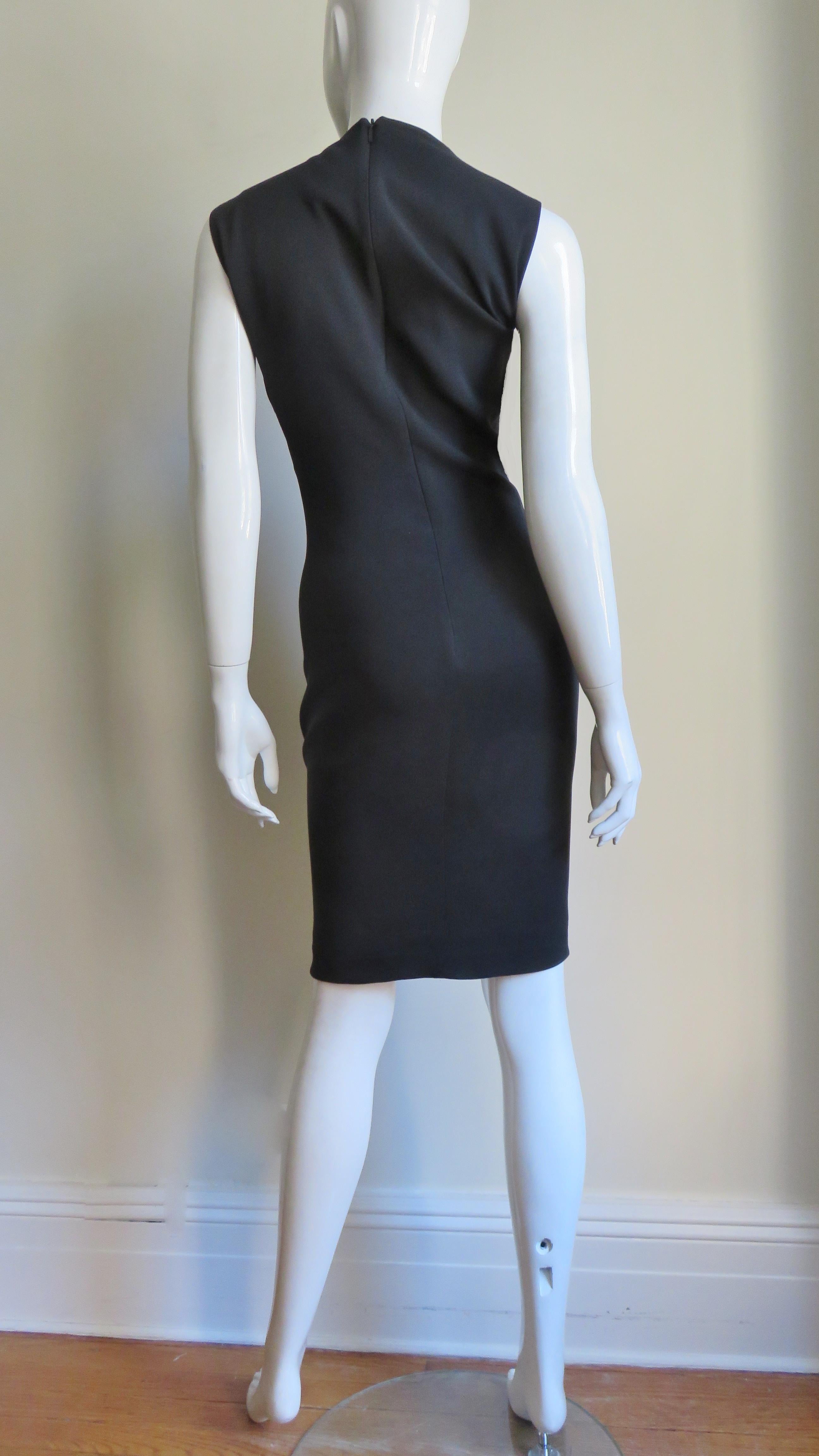 Gucci Silk Dress with Cut outs and Metal Collar For Sale 8