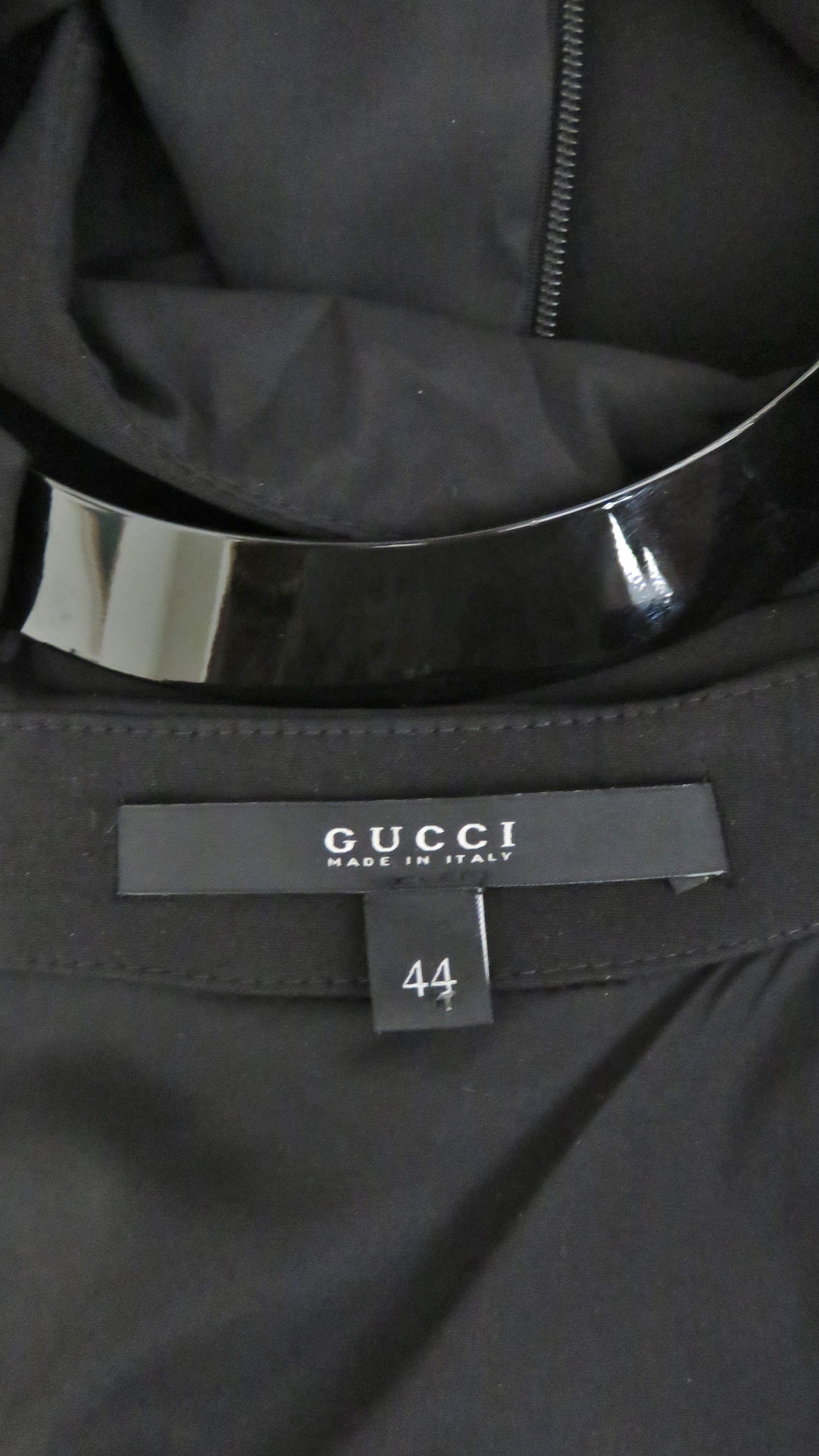 Gucci Silk Dress with Cut outs and Metal Collar For Sale 9