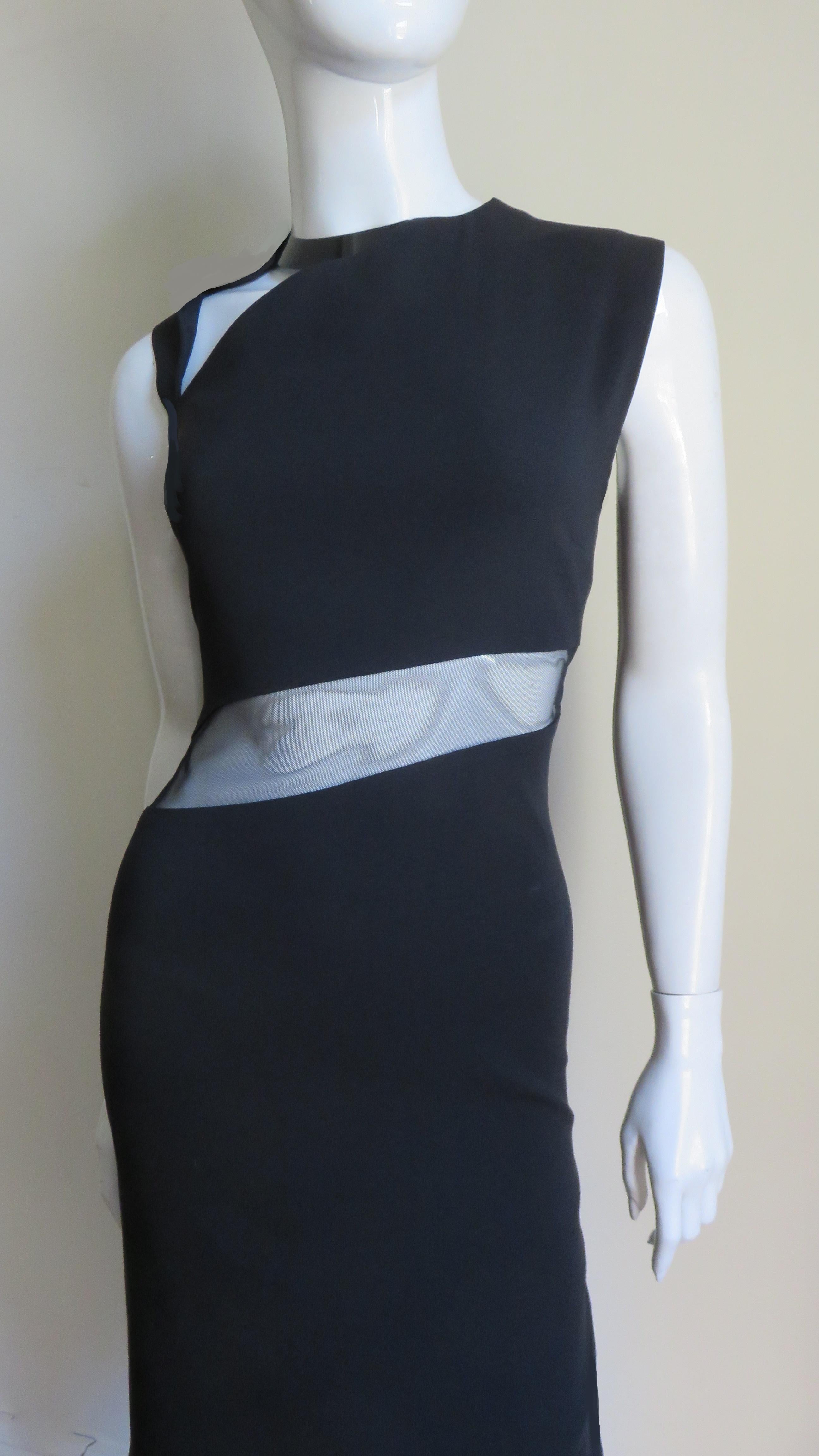 Black Gucci Silk Dress with Cut outs and Metal Collar For Sale