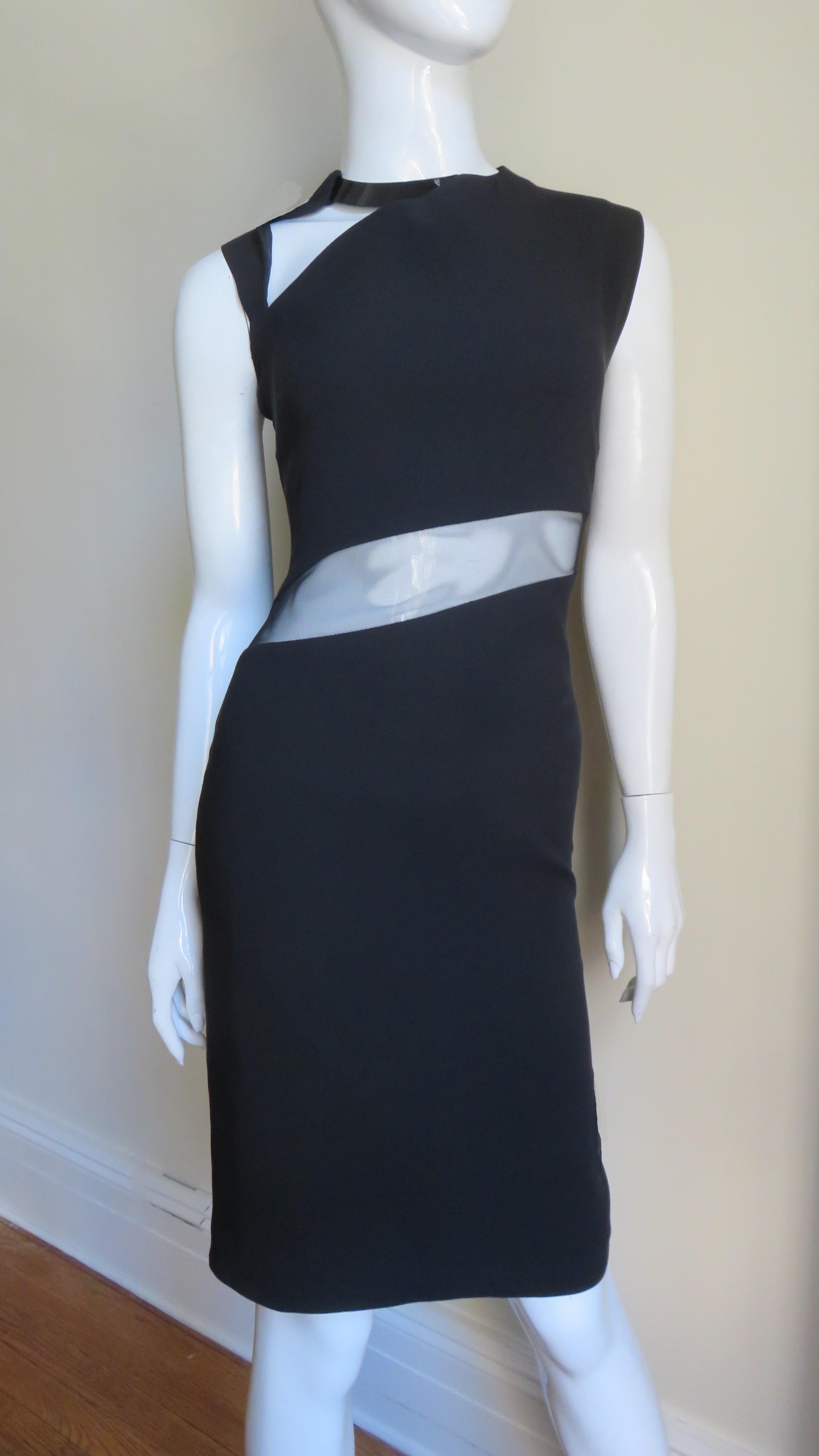 Gucci Silk Dress with Cut outs and Metal Collar For Sale 2