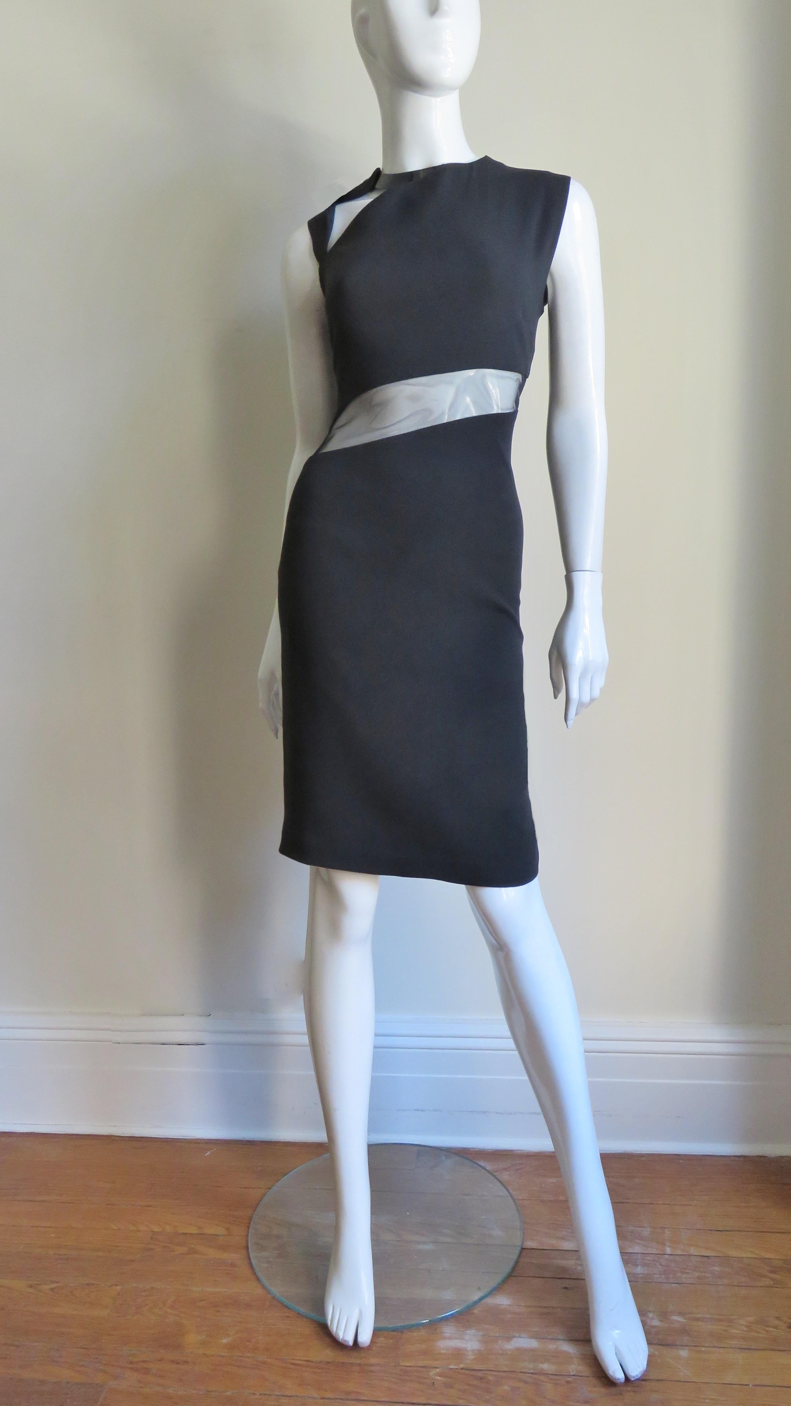 Gucci Silk Dress with Cut outs and Metal Collar For Sale 3