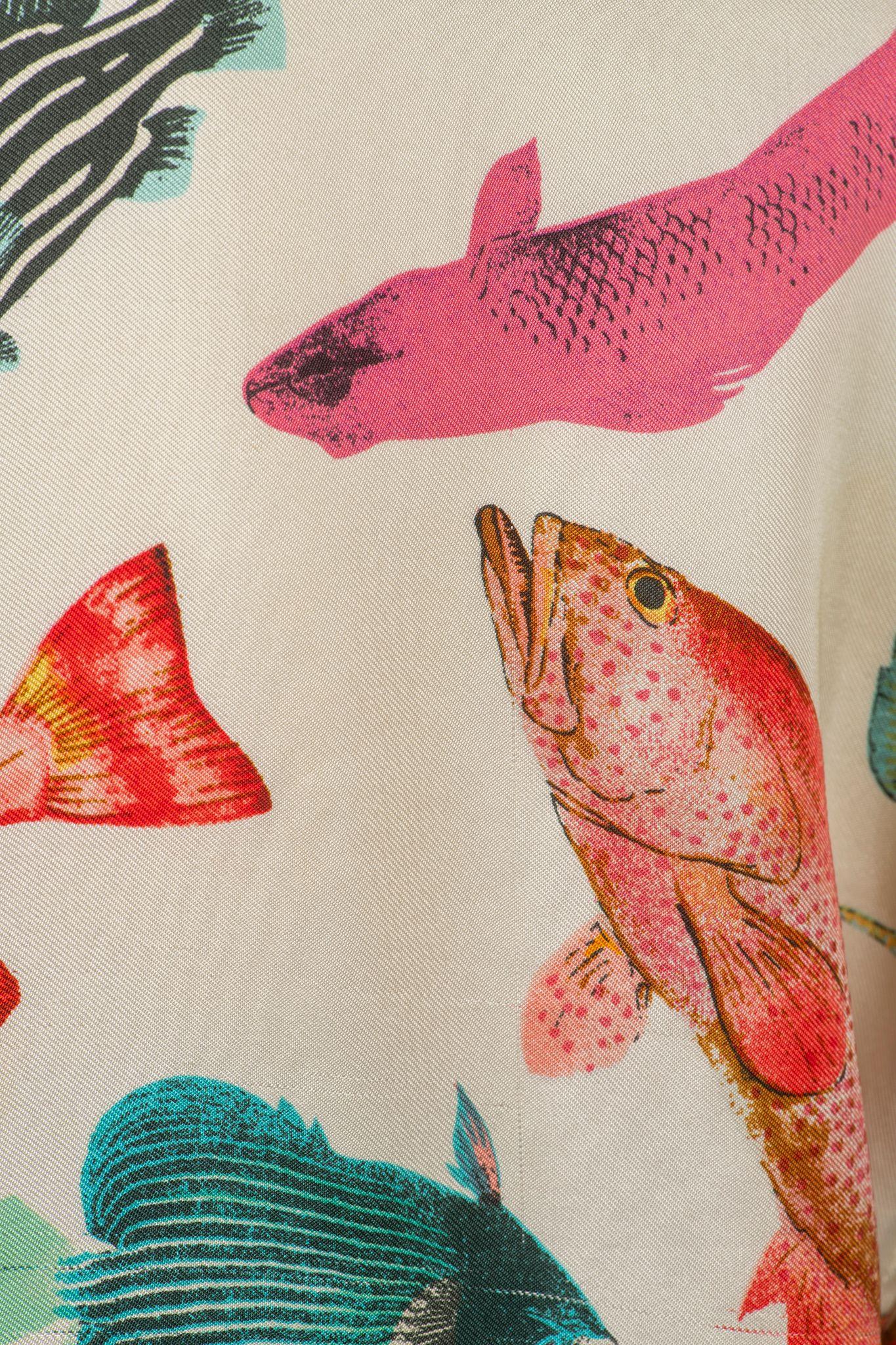 Chemise en soie imprimée poisson Gucci, 1990 en vente 4