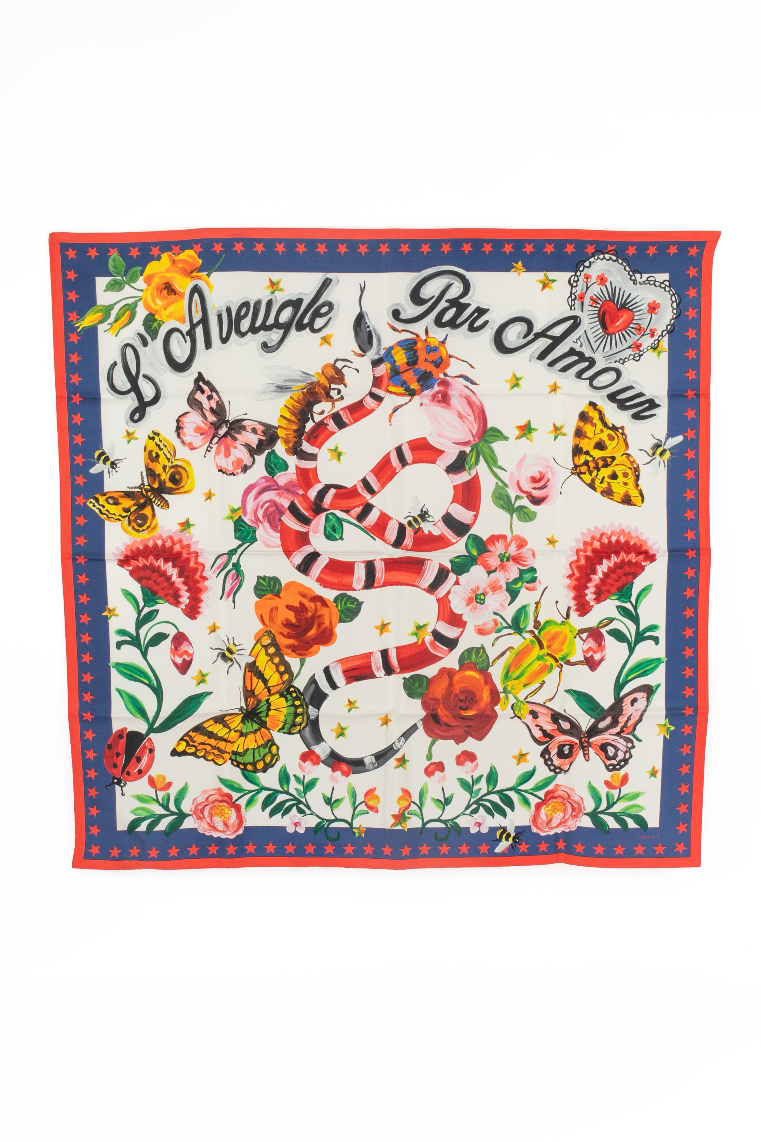 Gucci - (Made in Italy) Foulard in seta intitolato 