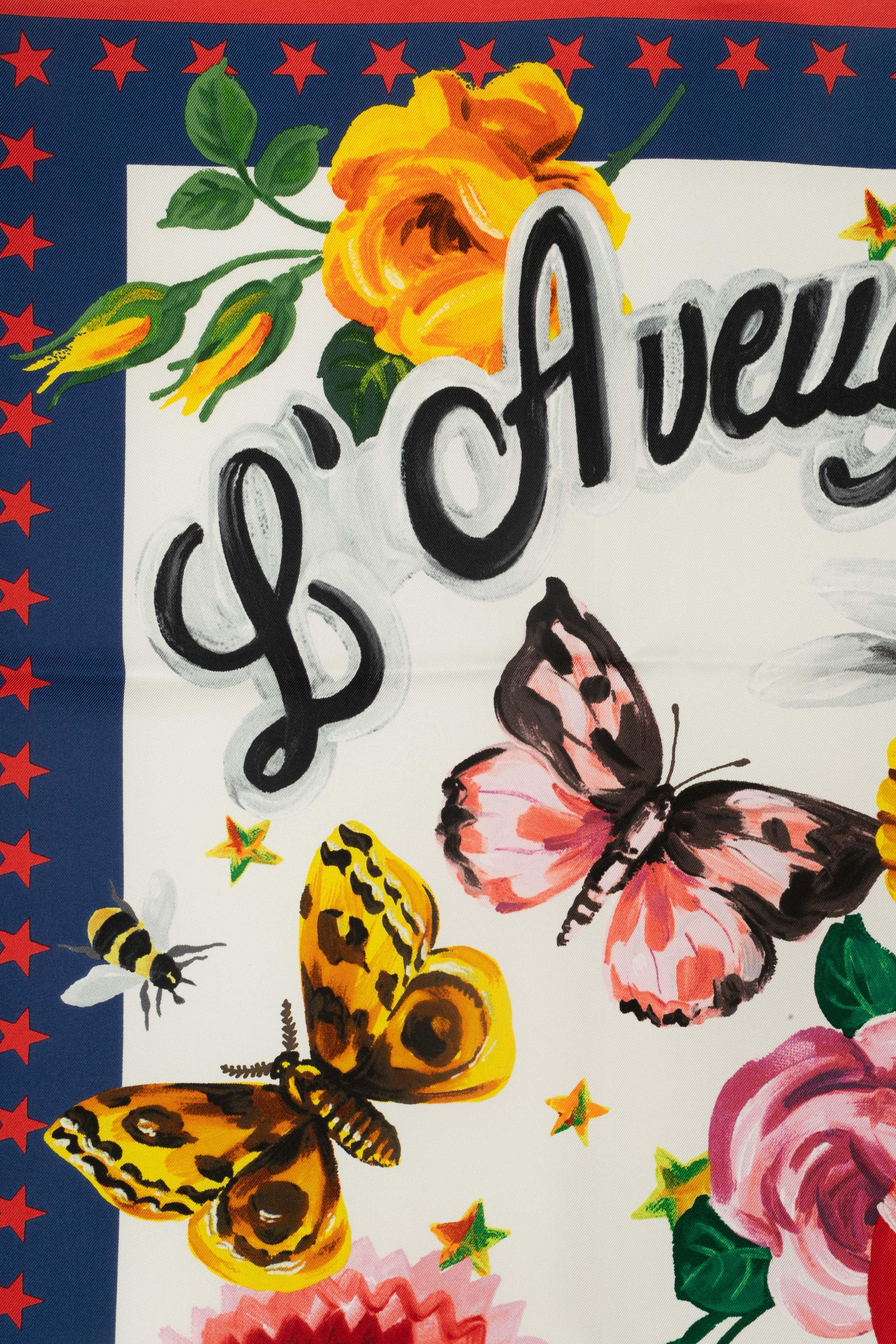 Foulard di seta Gucci 'L'Aveugle par Amour' collezione Garden Mini Sera In condizioni ottime in vendita a SAINT-OUEN-SUR-SEINE, FR