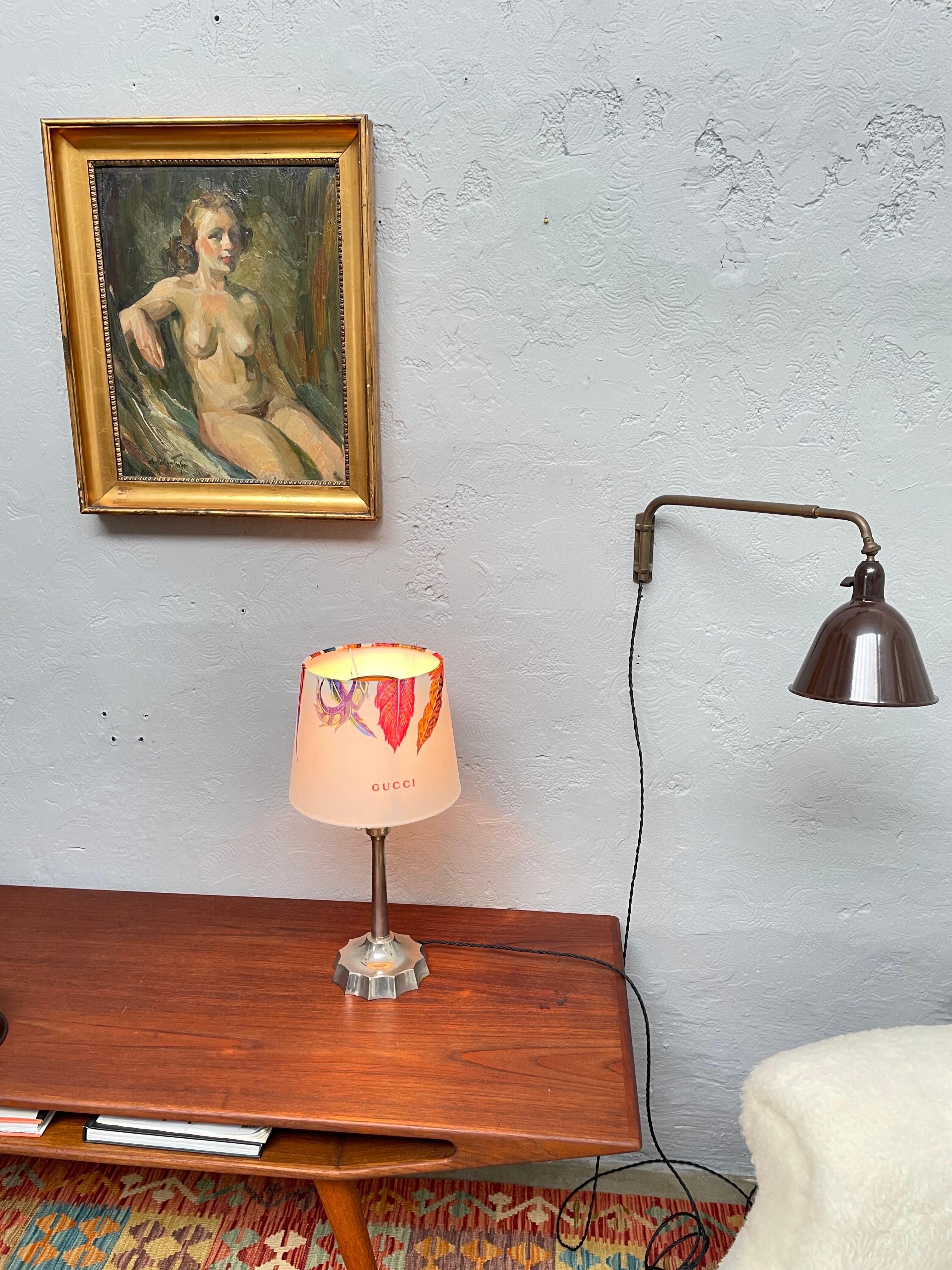 Hand-Crafted Gucci Silk Indian Tribal Headdress Lampshade For Sale