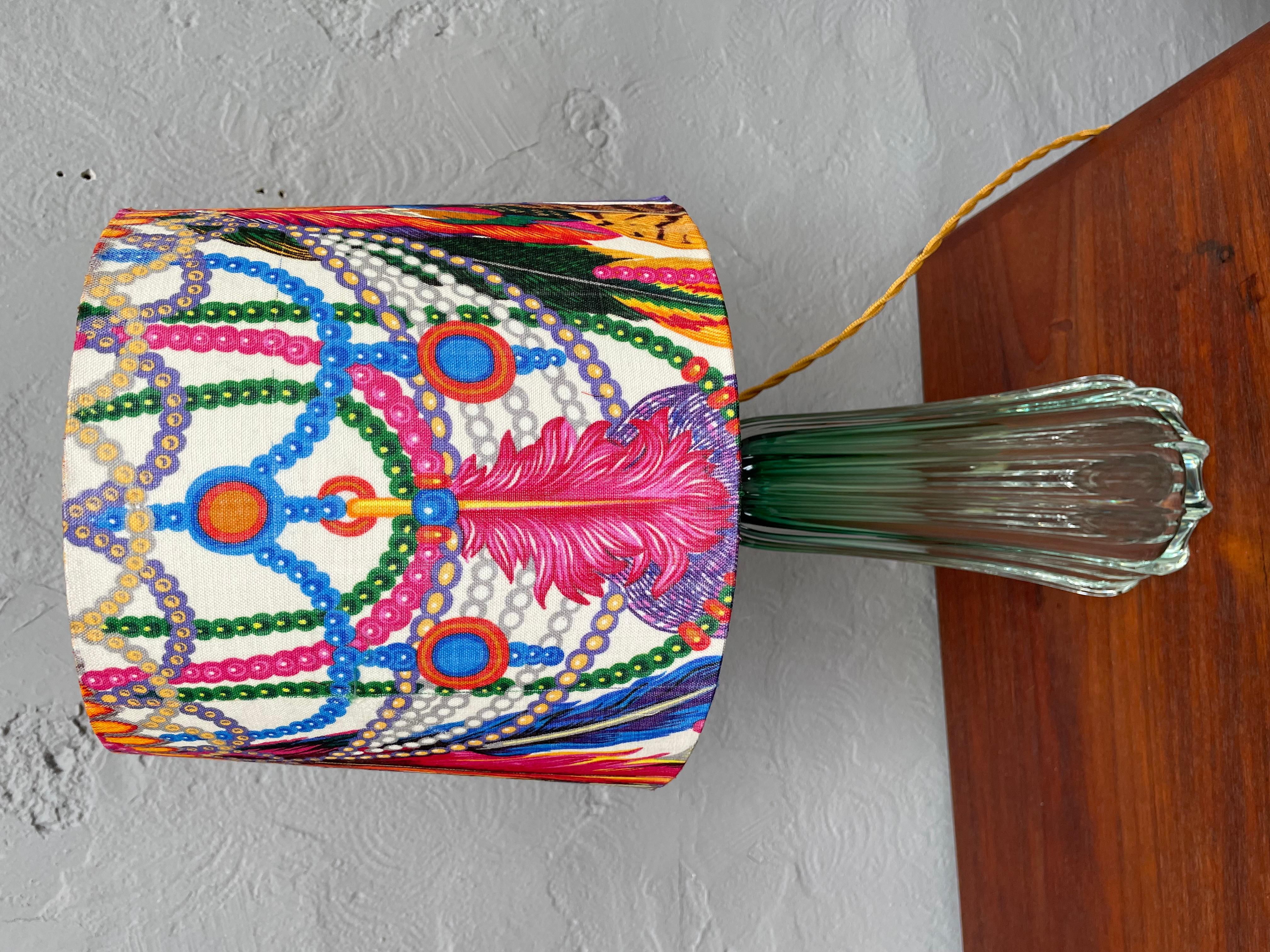 Hand-Crafted Gucci Silk Indian Tribal Headdress Lampshade For Sale