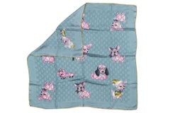 GUCCI Silk Monogram Blue Dog Scarf