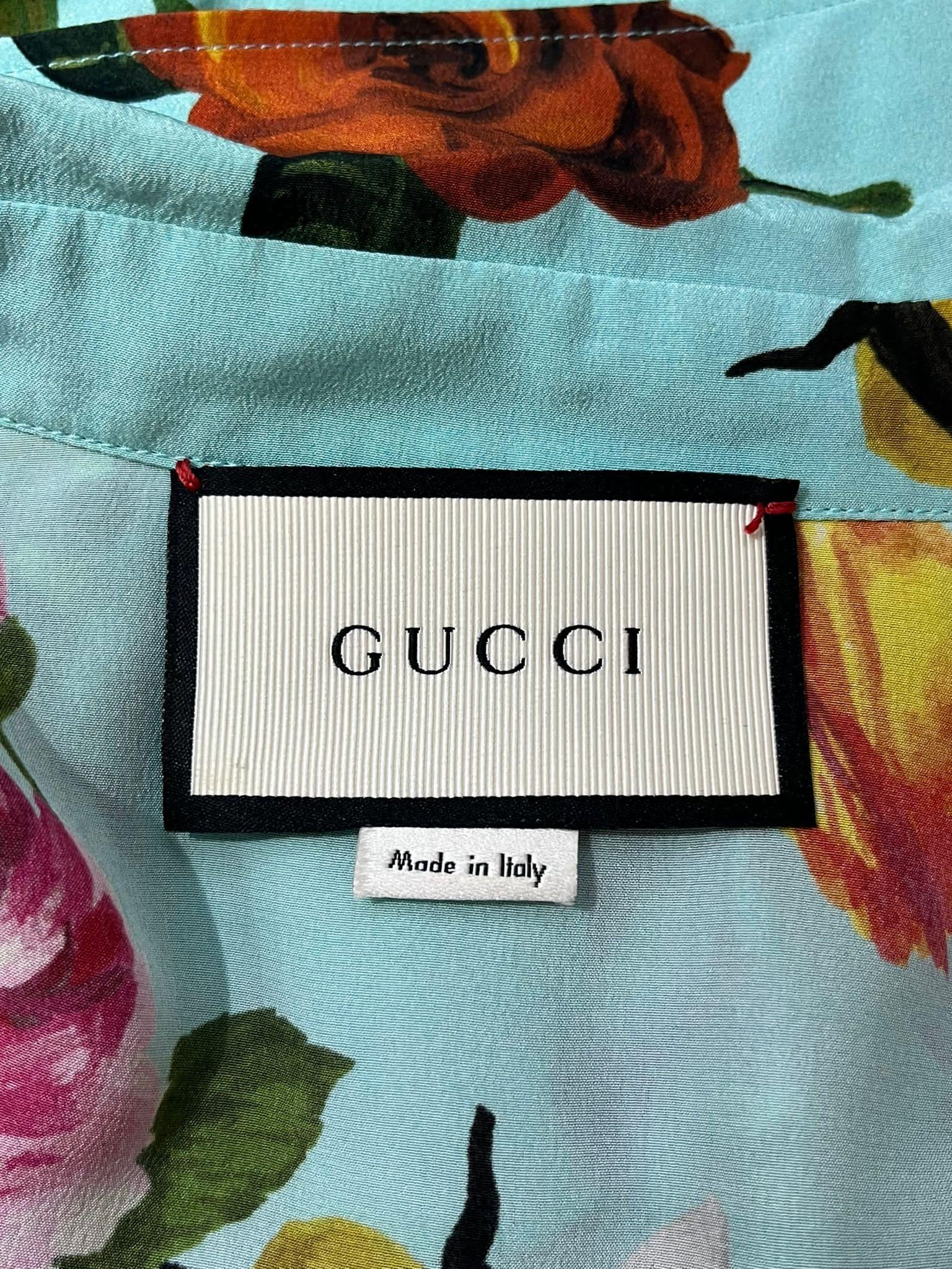 Gucci Silk Rose & Bee Print Dress For Sale 3