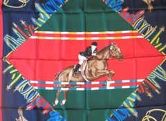 Gucci Silk Scarf Equestrian Horse Jumping New, Never worn 1990s