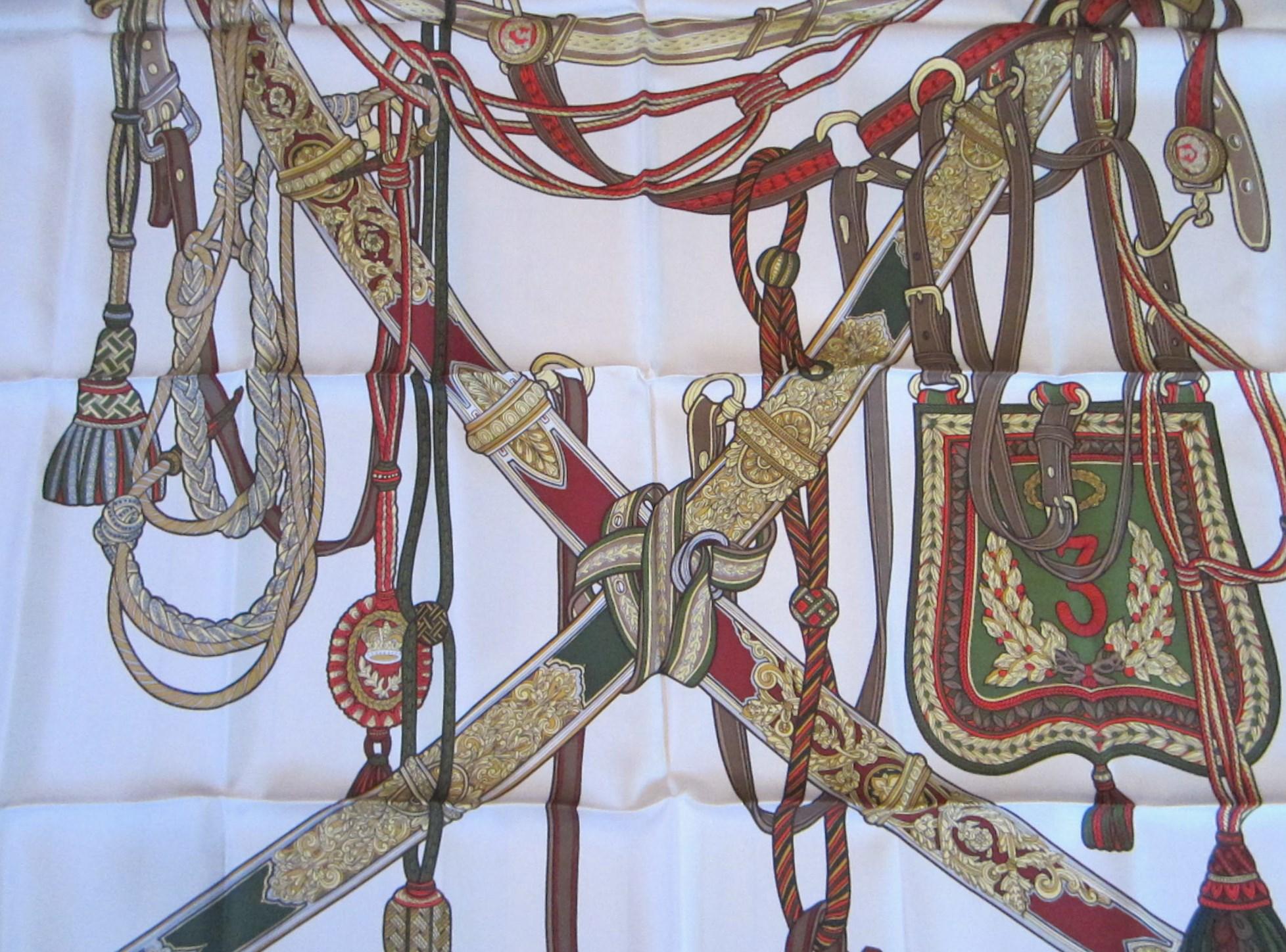 SALE 74cm x 74cm Vintage French Monnaies Anciennes square silk scarf mainly khaki green with gold images of ancient coins throughout