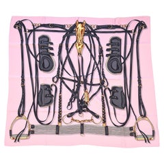 Gucci Silk Square Scarf With Horse Bit Motif Pink , Black, Charcoal, Gold Gucci Silk Square Scarf With Horse Bit Motif Pink , Black, Charcoal, Gold
