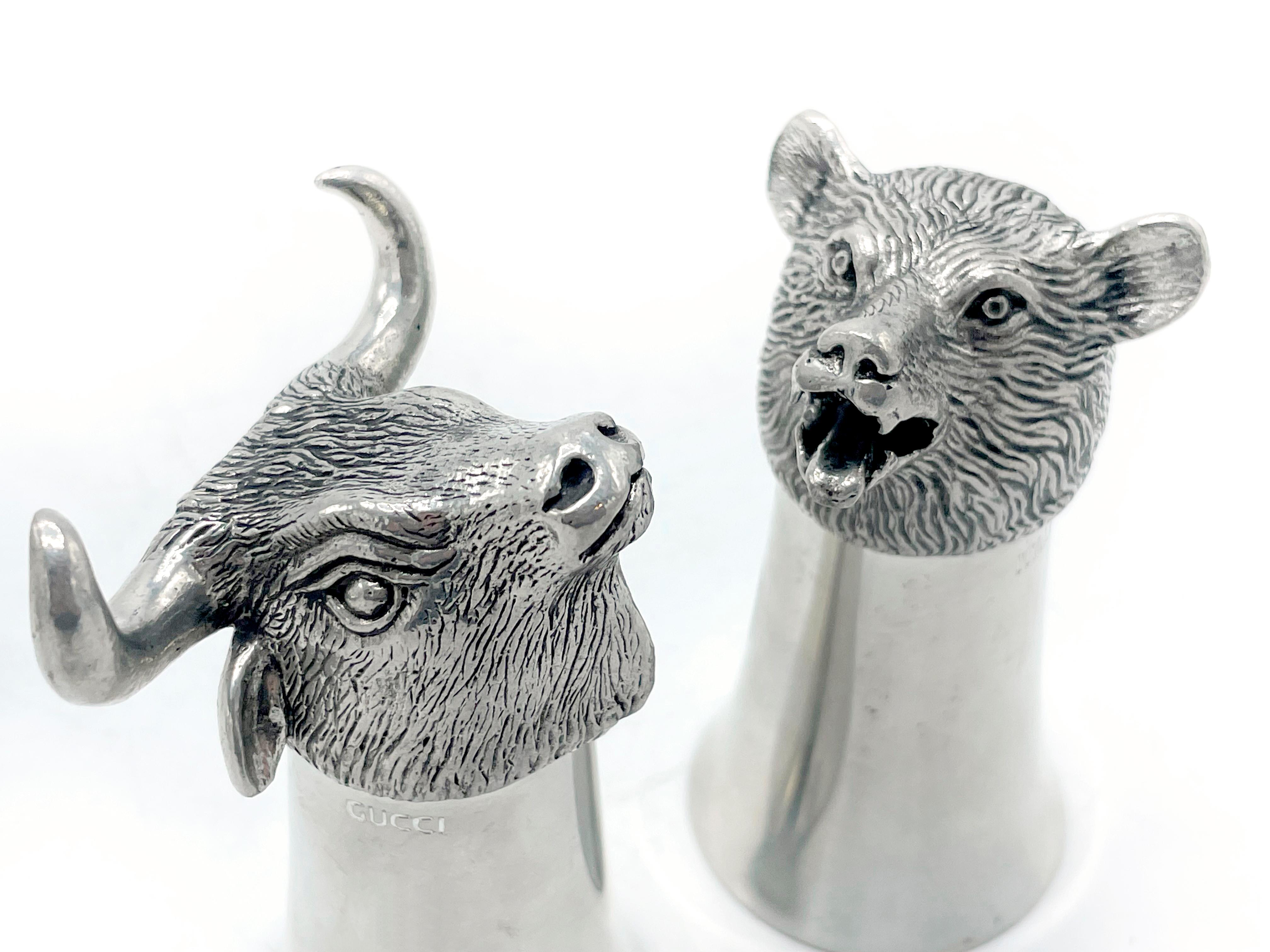 Mid-Century Modern Gucci Silver Animals, Signed Italy 1970, set of 2 For Sale