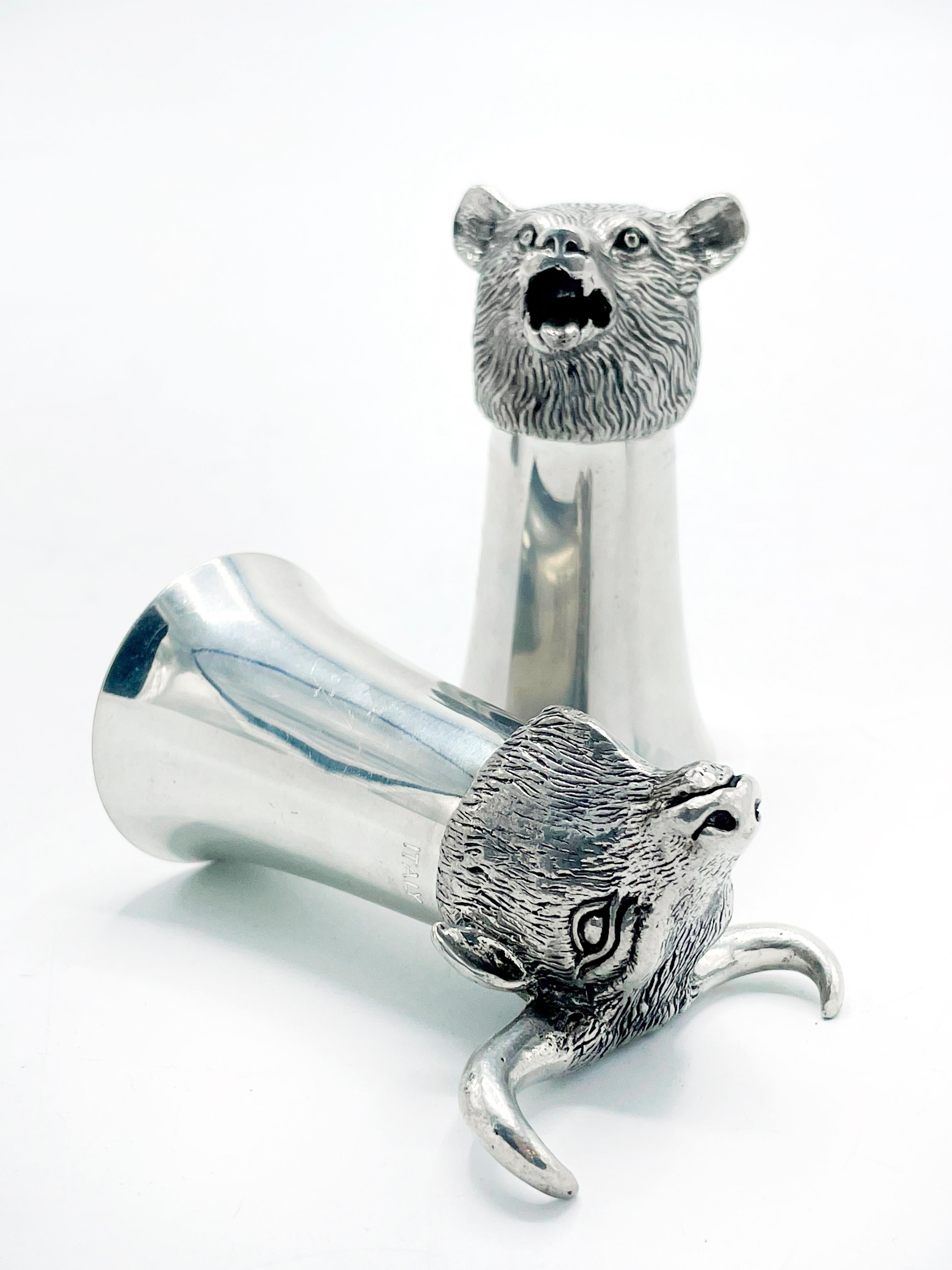 Gucci Silver Animals, Signed Italy 1970, set of 2 In Good Condition For Sale In Autonomous City Buenos Aires, CABA