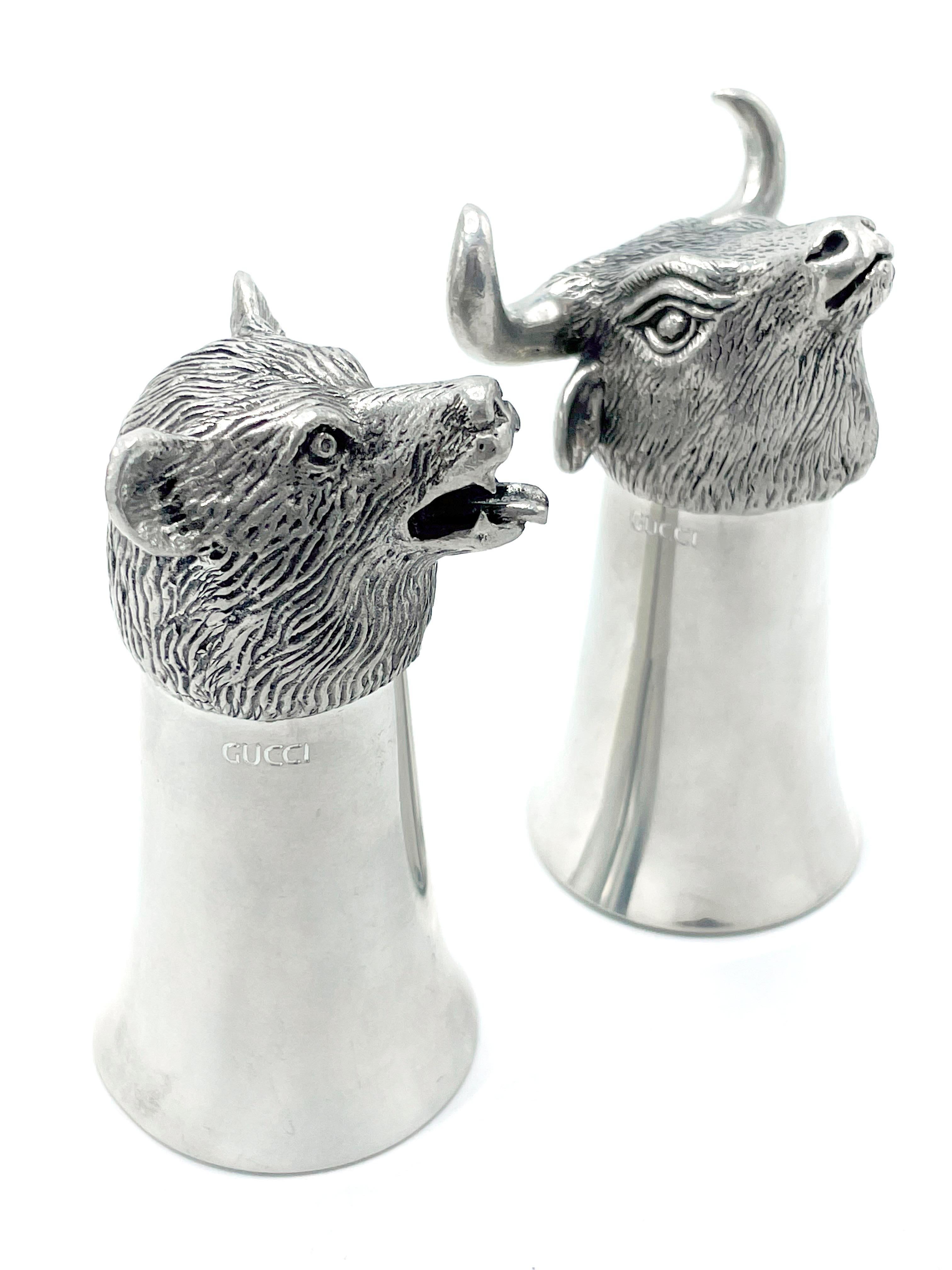 Silver Plate Gucci Silver Animals, Signed Italy 1970, set of 2 For Sale
