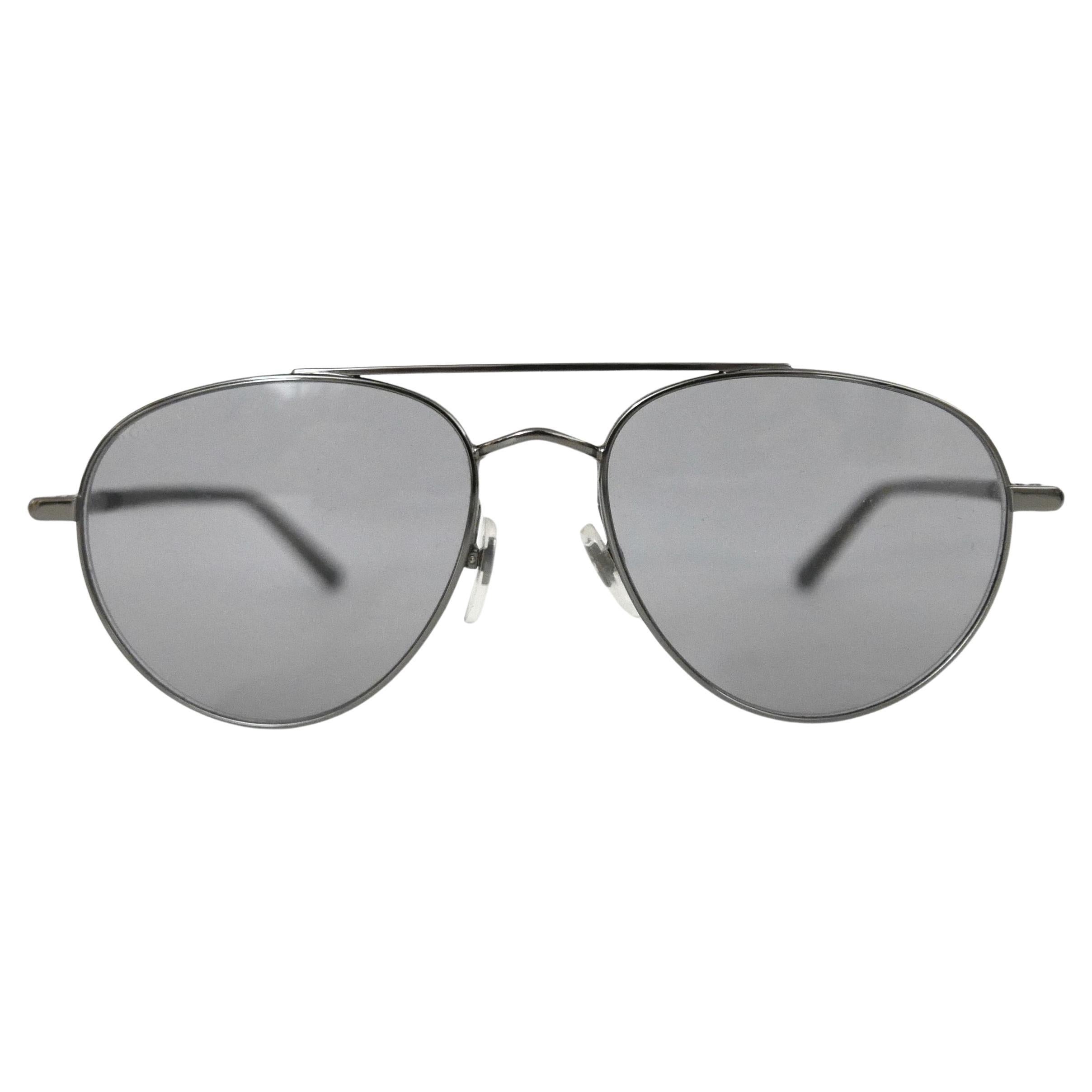 Gucci Silver Aviator Sunglasses GG0388S