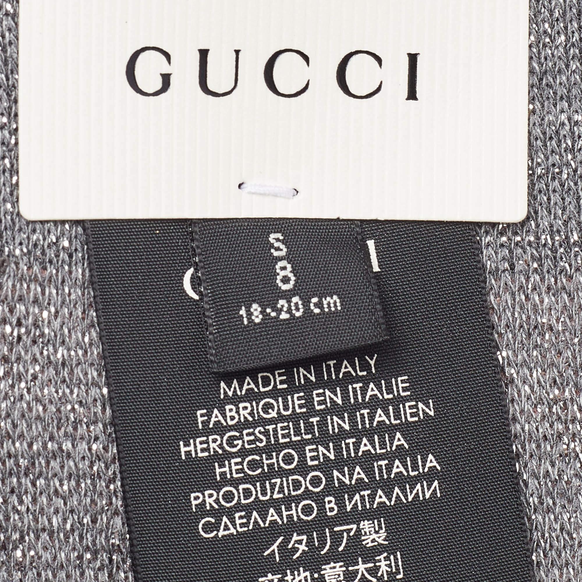 Men's Gucci Silver & Beige Logo Monogram Lurex Knit Knee High Socks S (8)