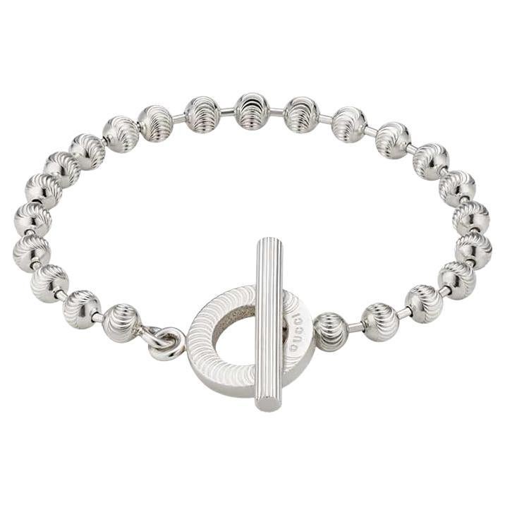 Gucci Silver Boule Bracelet with Striped Clasp YBA602707001 For Sale