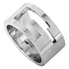 Gucci Silver Branded Ring Wide Version