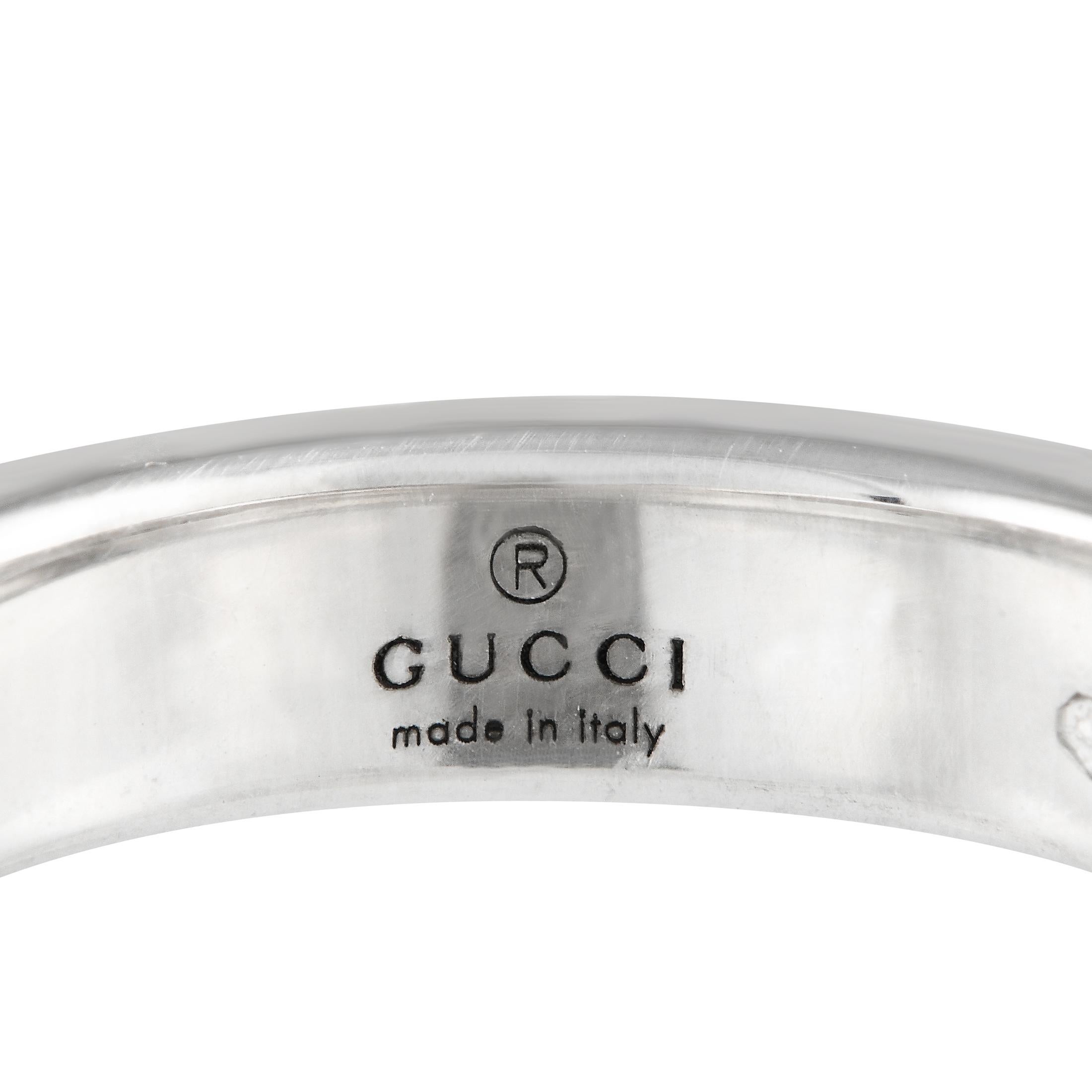 Women's Gucci Silver Diamond Ghost Charm Ring For Sale
