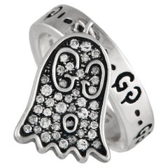 Gucci Silver Diamond Ghost Charm Ring