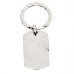 Gucci Silver Dog Tag Key Ring