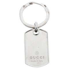 Gucci Silver Dog Tag Key Ring