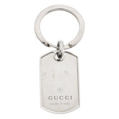 Gucci Silver Dog Tag Key Ring