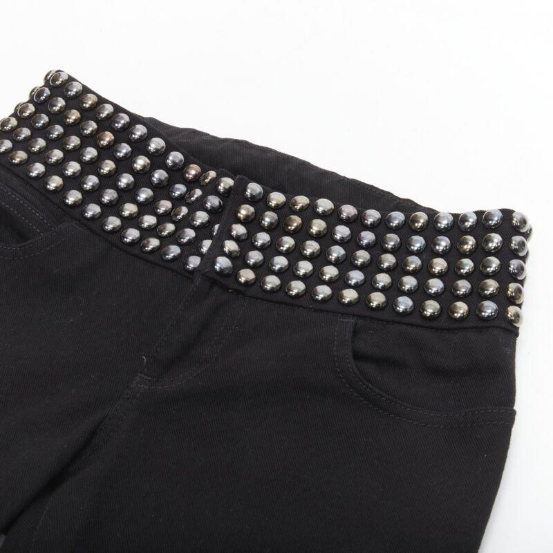 GUCCI silver dome stud embellishment waist black denim jeans IT36 XS In Excellent Condition For Sale In Hong Kong, NT