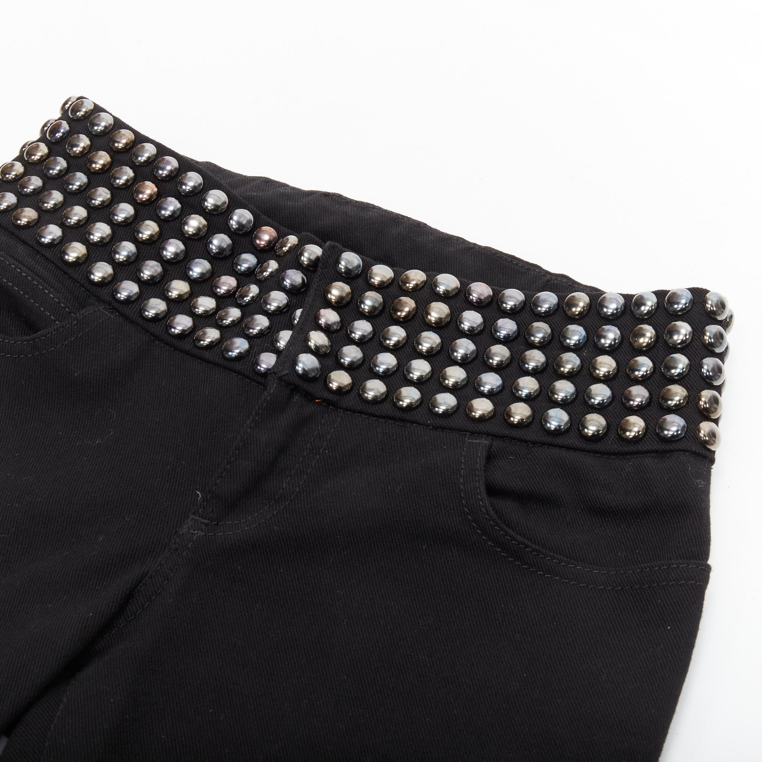 GUCCI silver dome stud embellishment waist black denim jeans IT36 XS In Excellent Condition For Sale In Hong Kong, NT