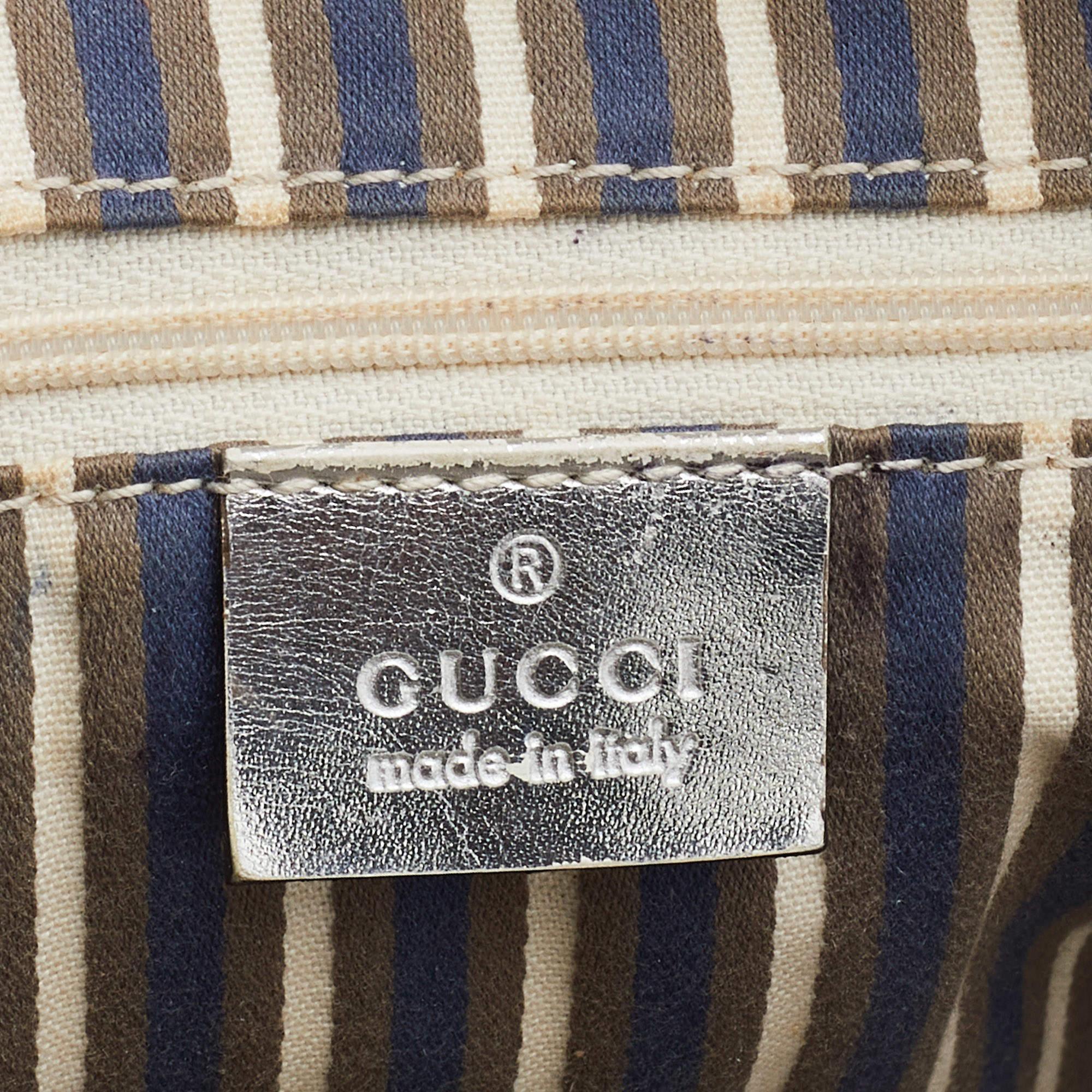 Gucci Silver GG Canvas and Leather New Britt Boston Bag 6