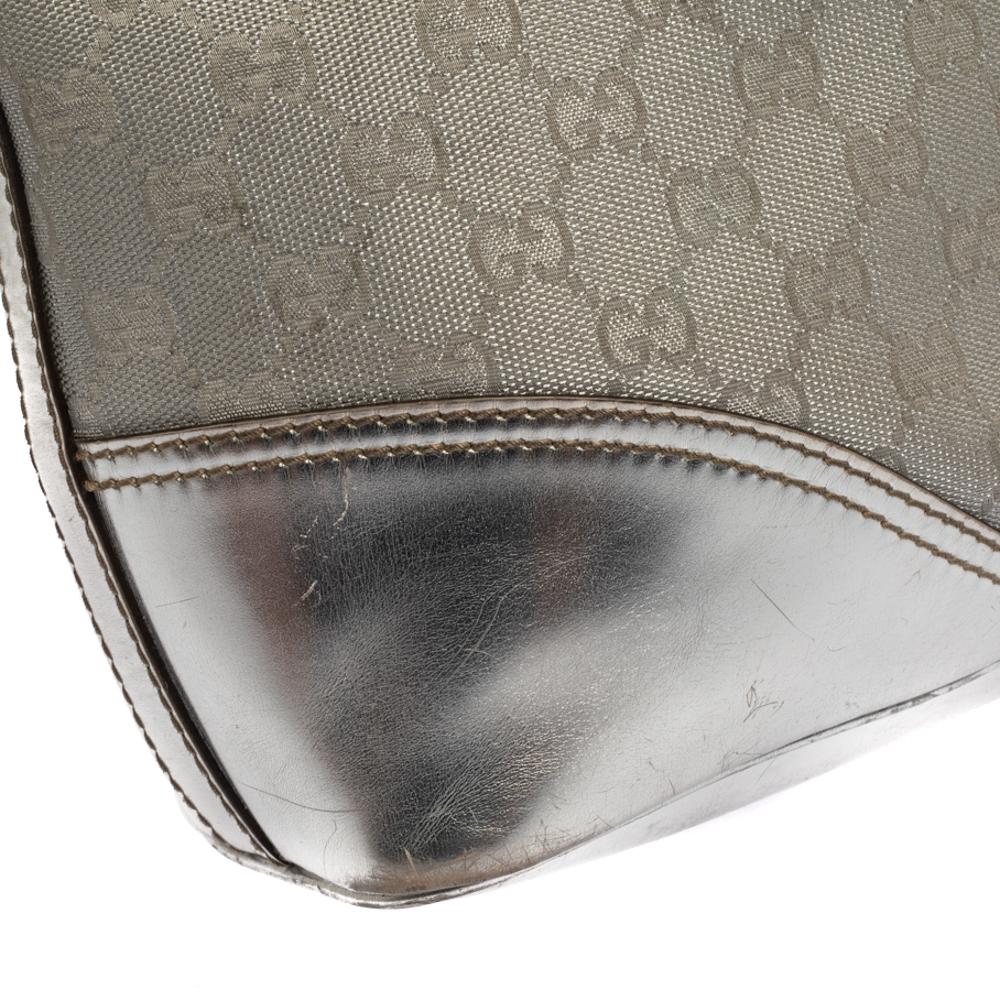 Gucci Silver GG Canvas and Leather New Britt Hobo 6