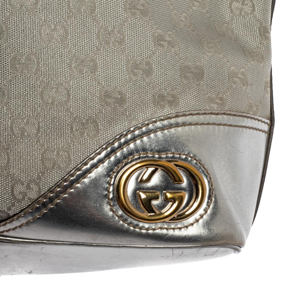 Gucci Silver GG Canvas and Leather New Britt Hobo 8