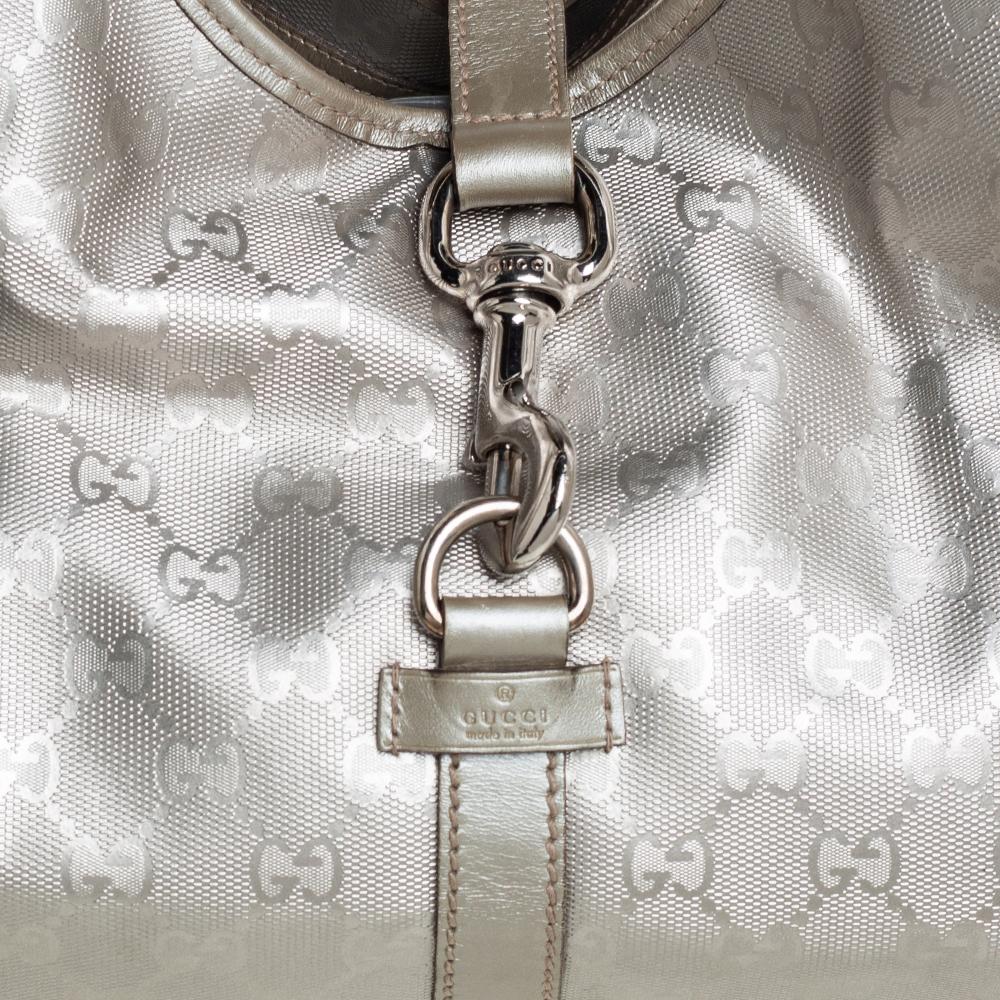 Gucci Silver GG Imprime Canvas and Leather Large Joy Tote 1