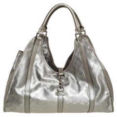 Gucci Silver GG Imprime Canvas and Leather Large Joy Tote